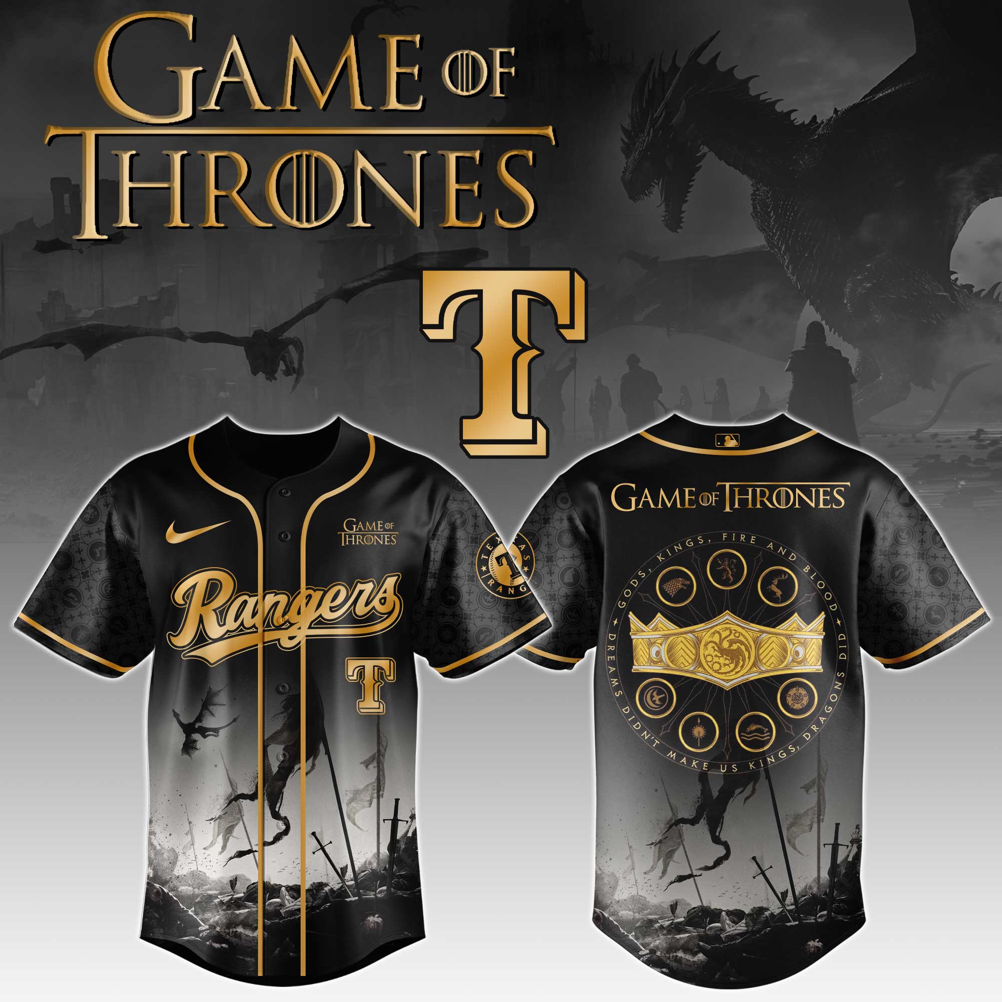 Alternative view of All Team Mlb X Game Of Thrones Night Game Exclusive Design Jersey