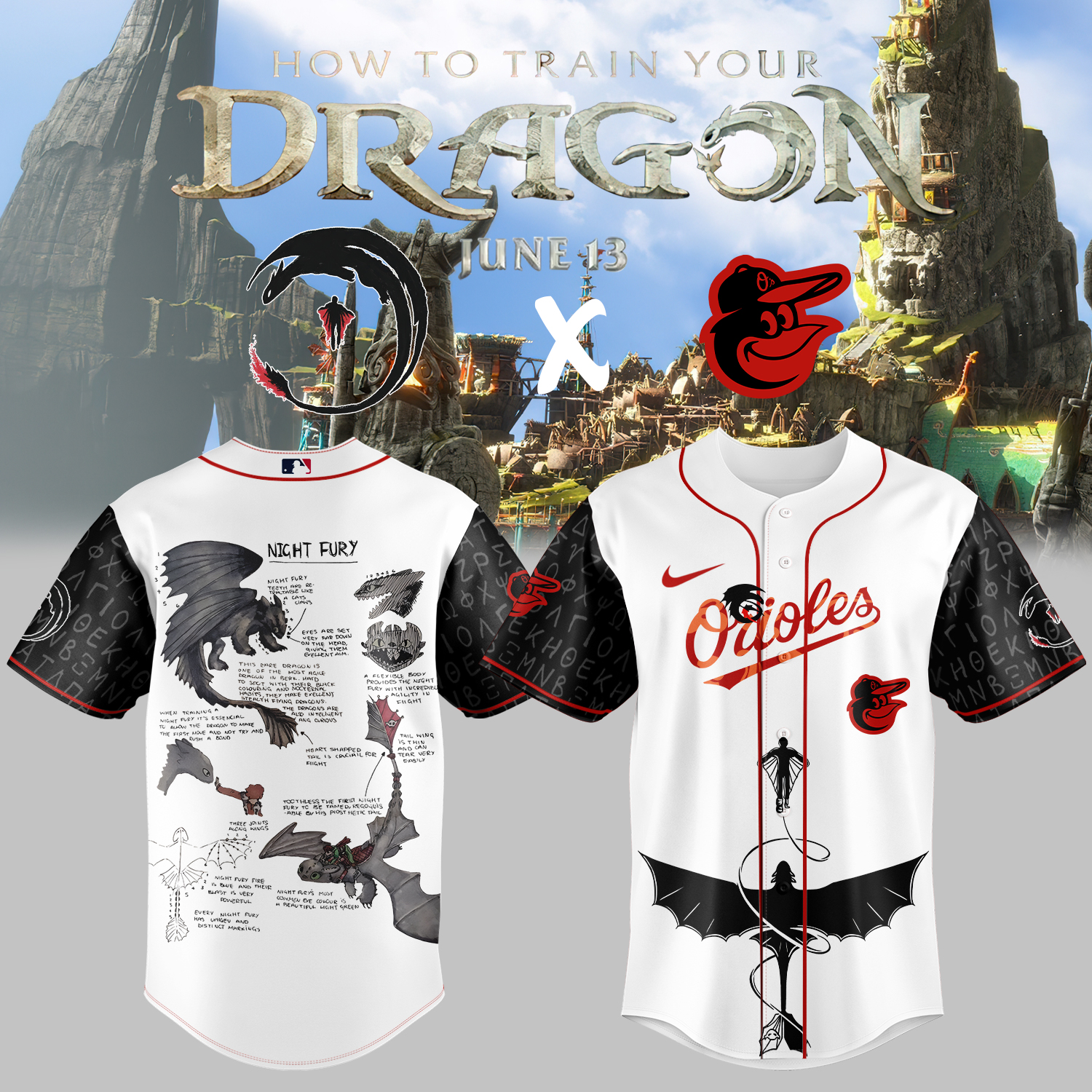 Alternative view of All Team Mlb X How To Train Your Dragon Baseball Jersey