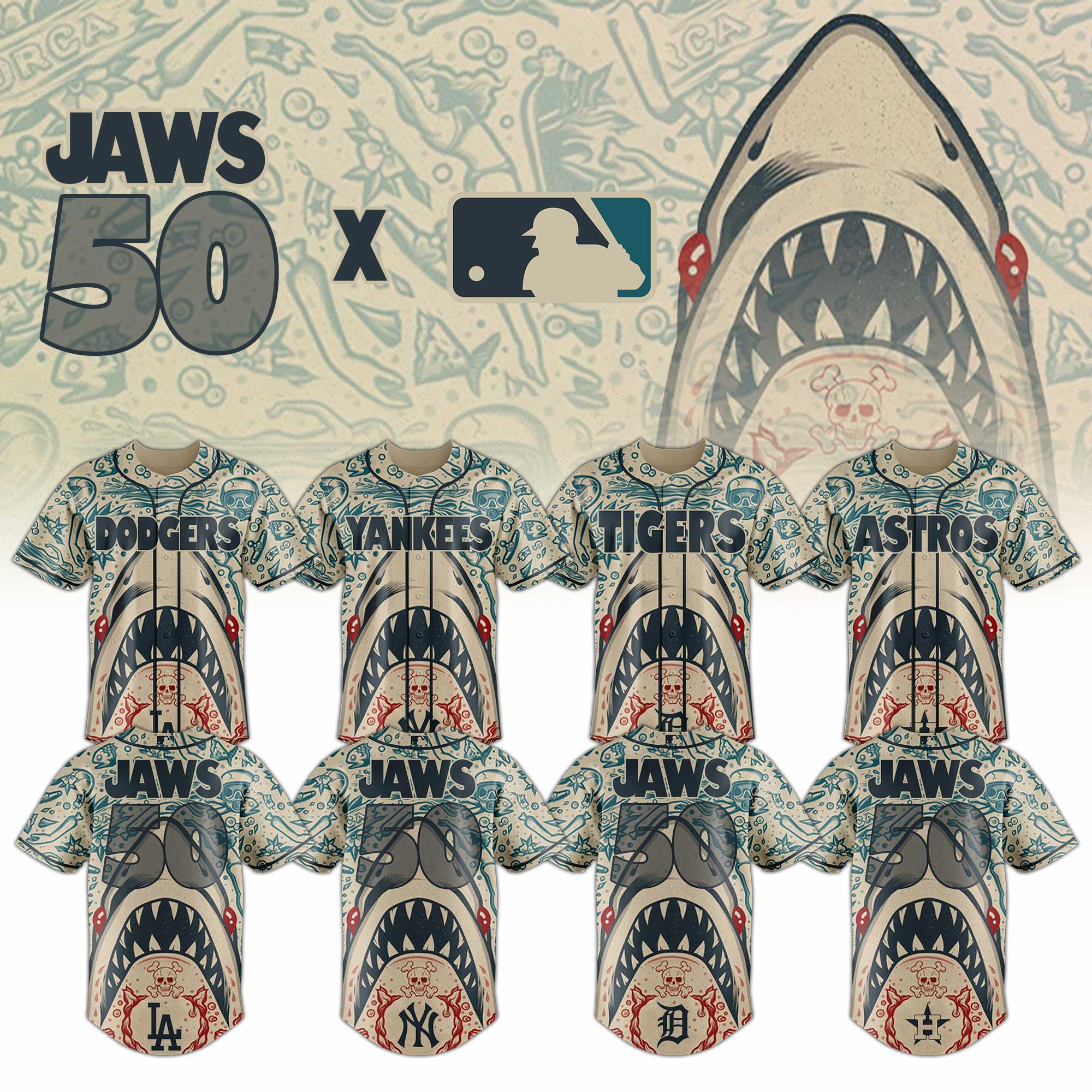 All Team Mlb X Jaws 50th Anniversary Baseball Jersey