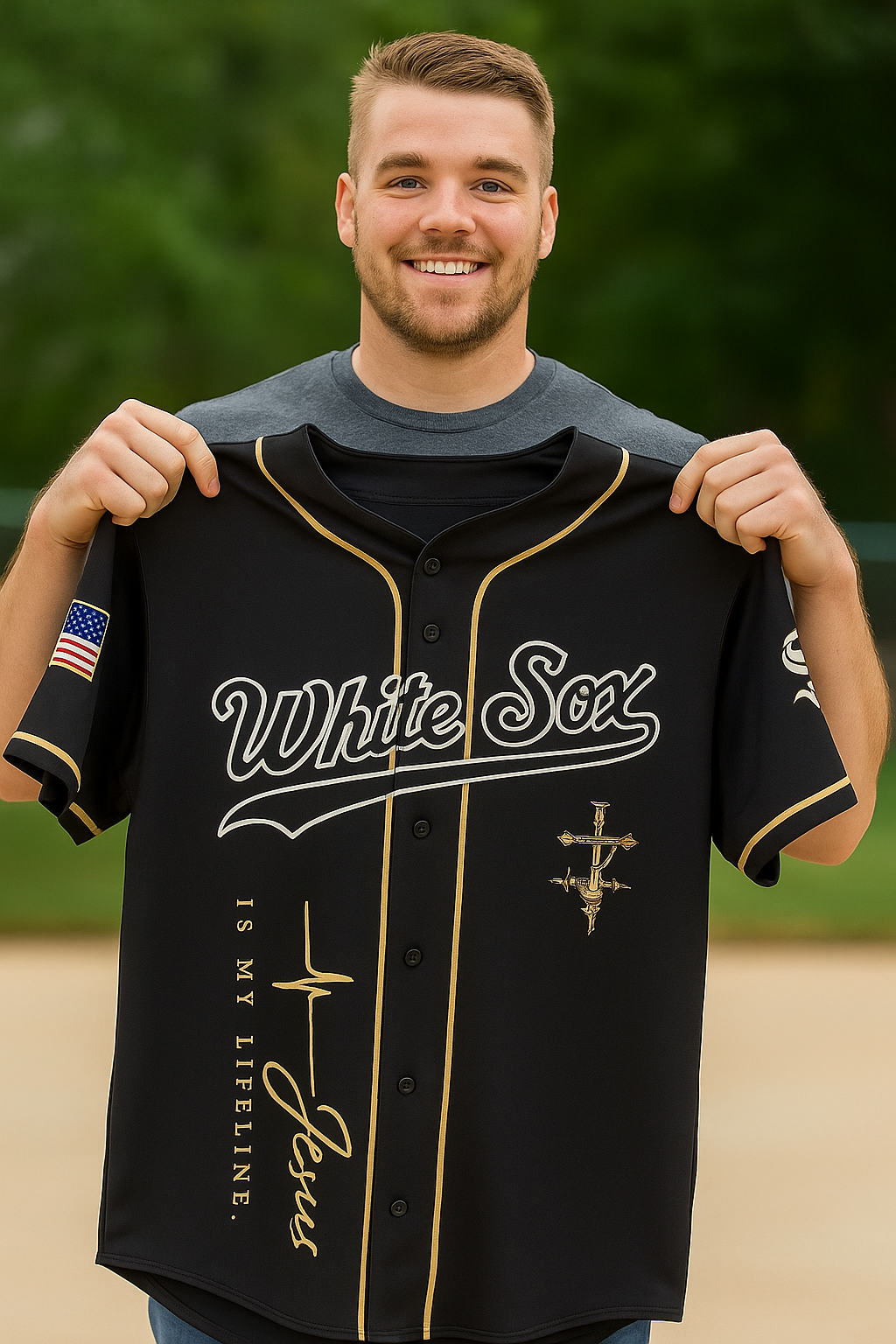 Alternative view of All Team Mlb X Jesus Baseball Jersey Colab