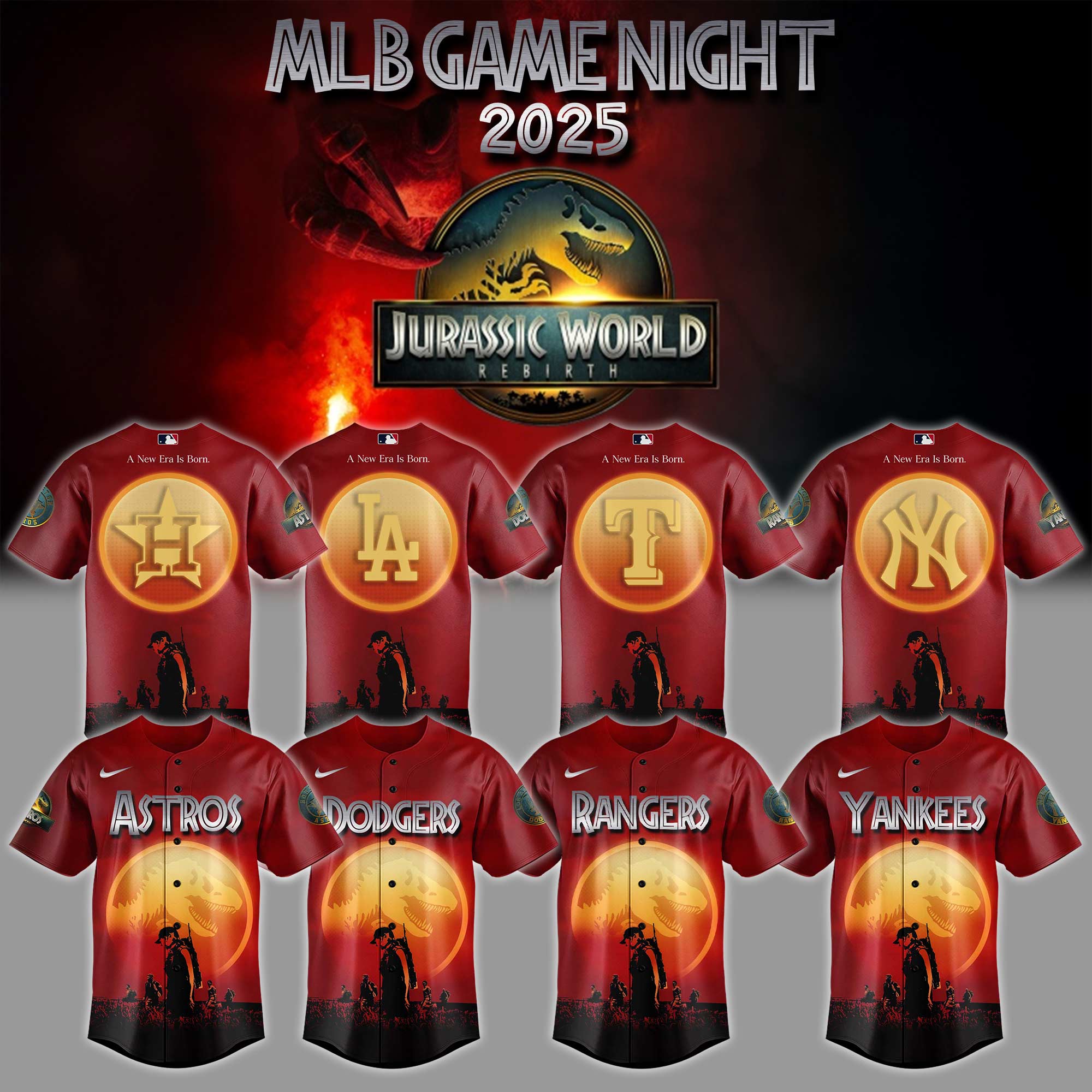 All Team Mlb X Jurassic World New Era Baseball Jersey