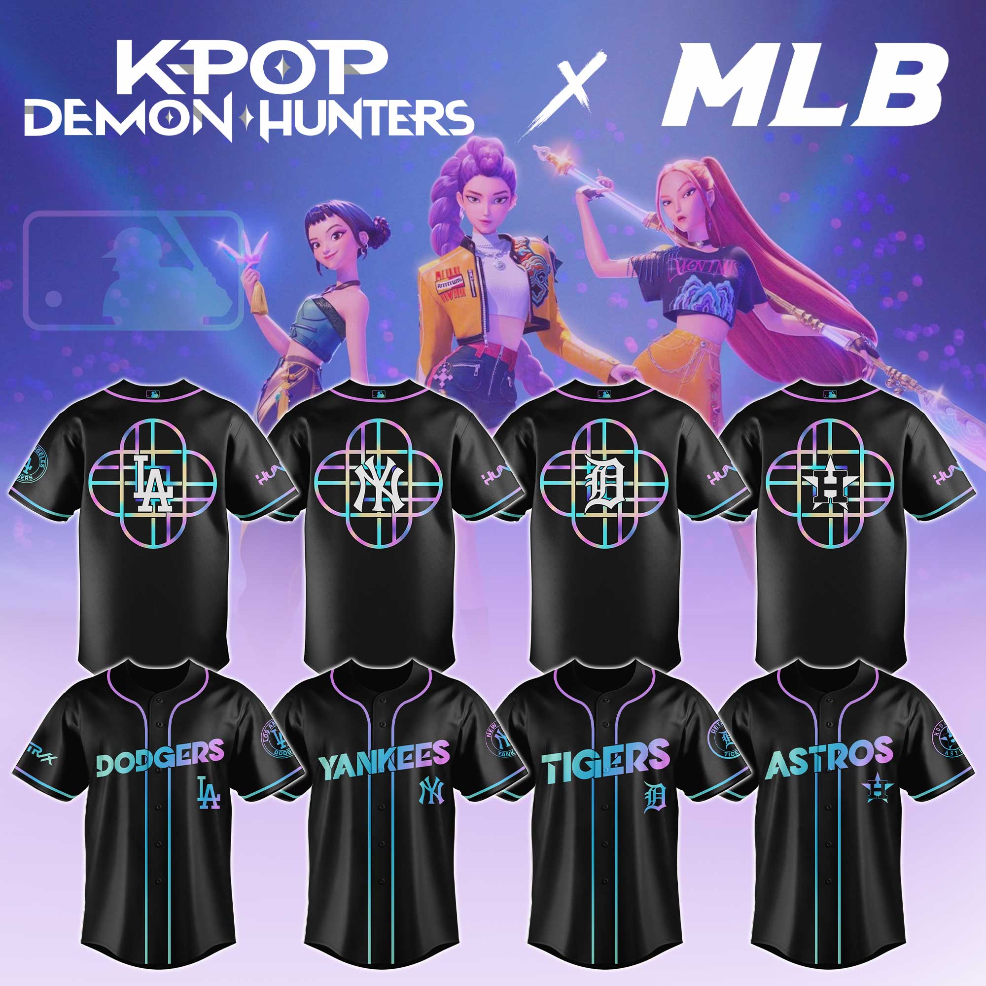 All Team Mlb X Kpop Demon Hunters Huntrx Baseball Jersey