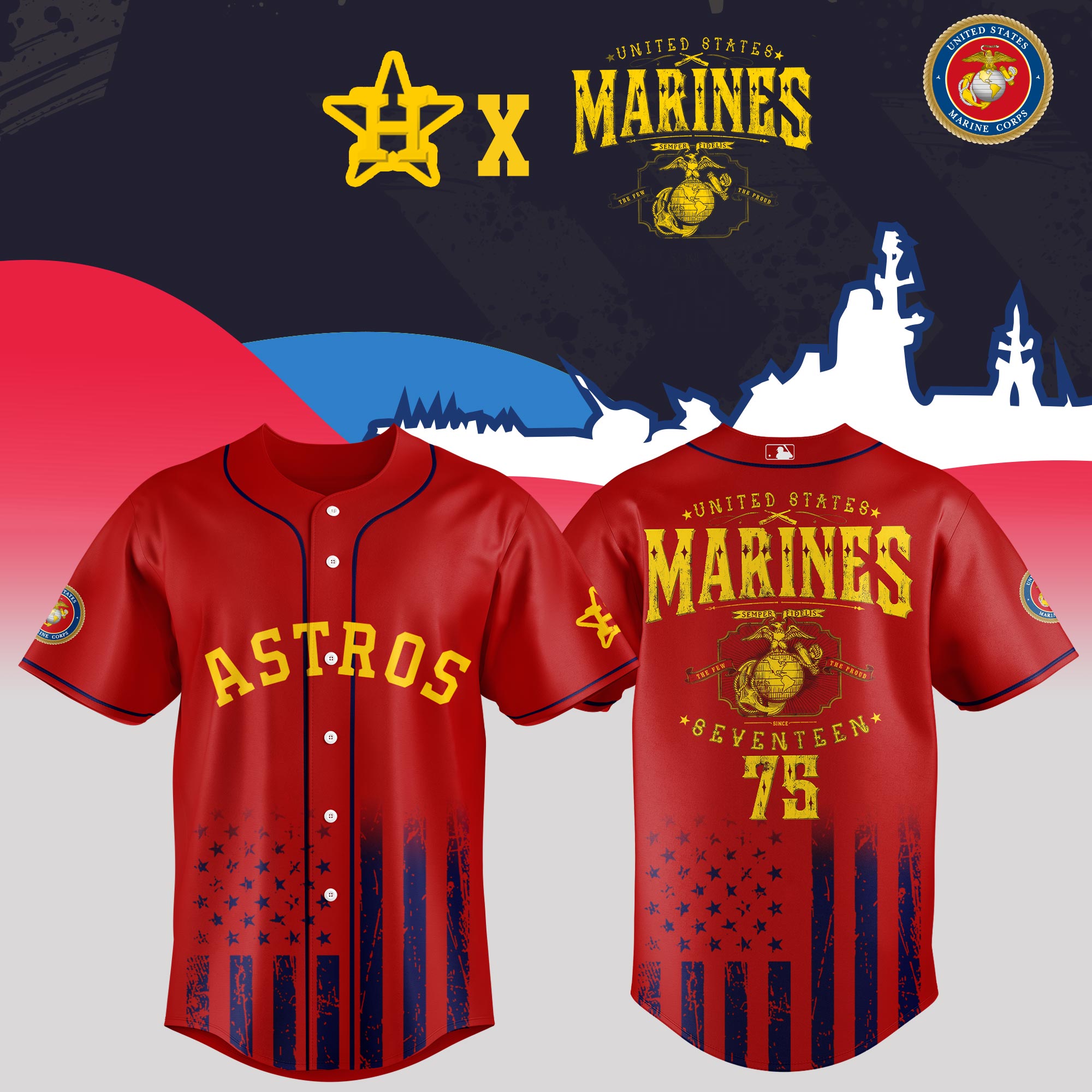 Alternative view of All Team Mlb X Marine 250th Birthday Baseball Jersey Limited Edition 2025
