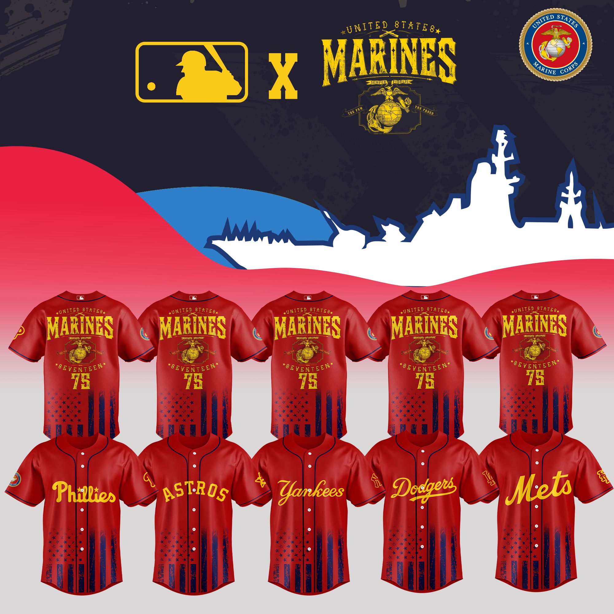 All Team Mlb X Marine 250th Birthday Baseball Jersey Limited Edition 2025
