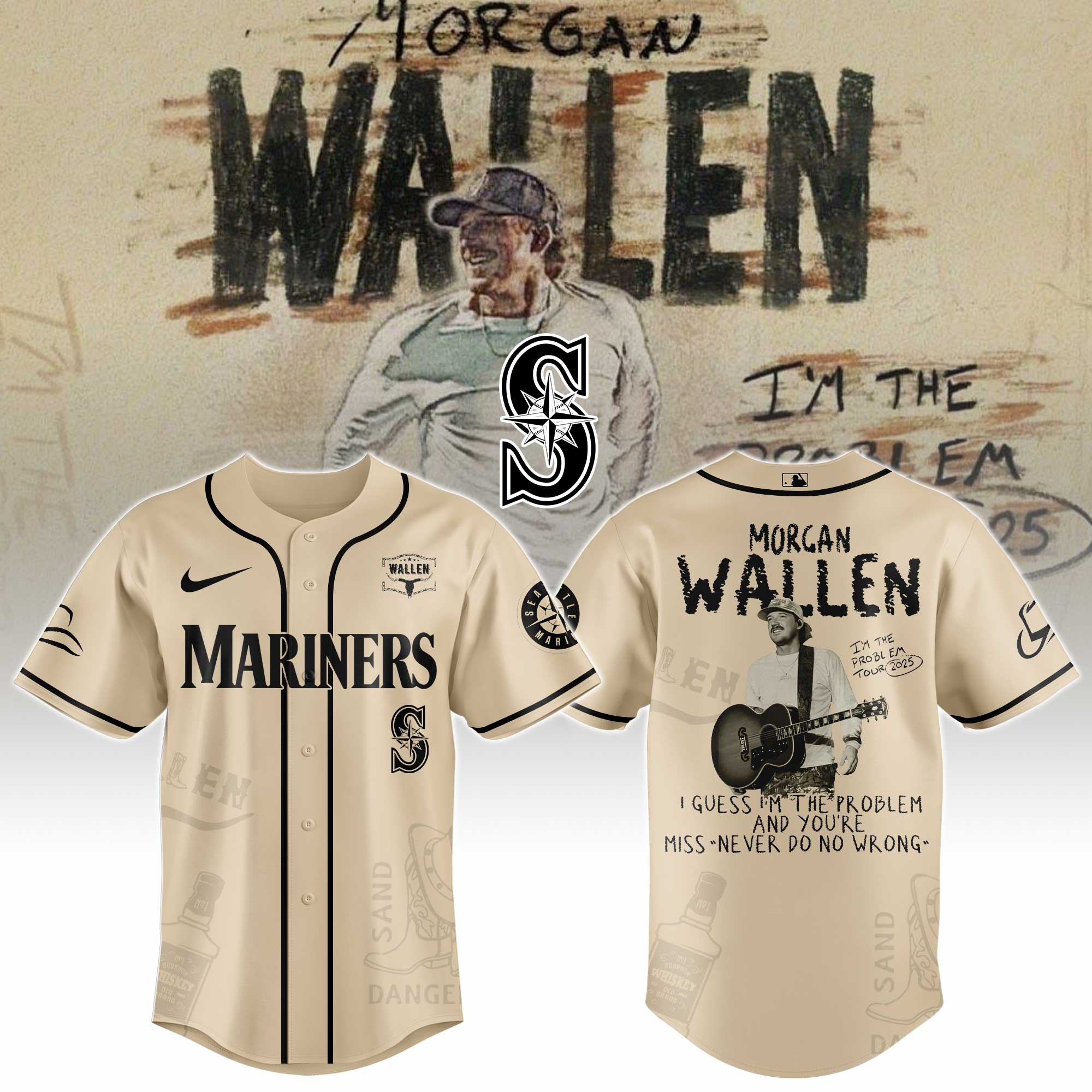 Alternative view of All Team Mlb X Morgan Wallen Baseball Jersey