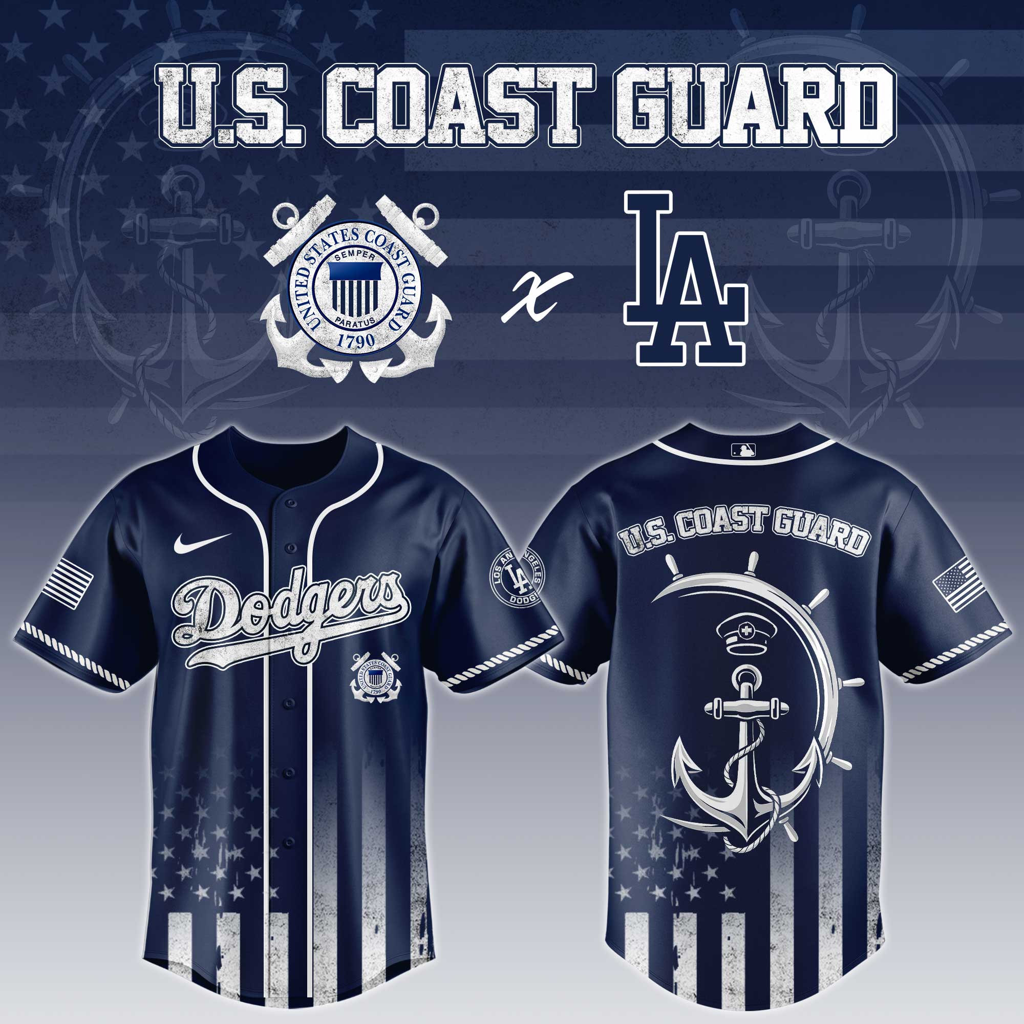 Alternative view of All Team Mlb X National Usa Coast Guard Day Baseball Jersey