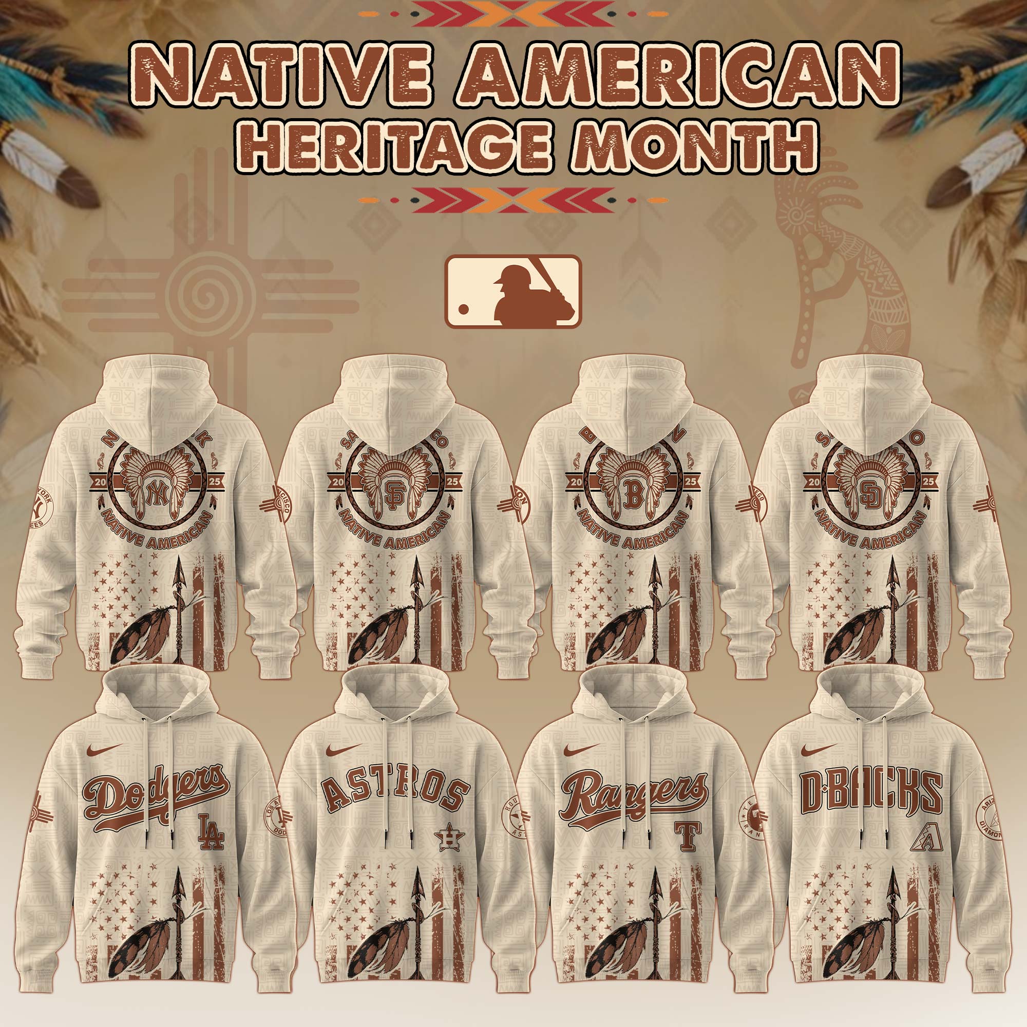All Team Mlb X Native American Heritage Month Mlb Collaboration Custom Hoodie