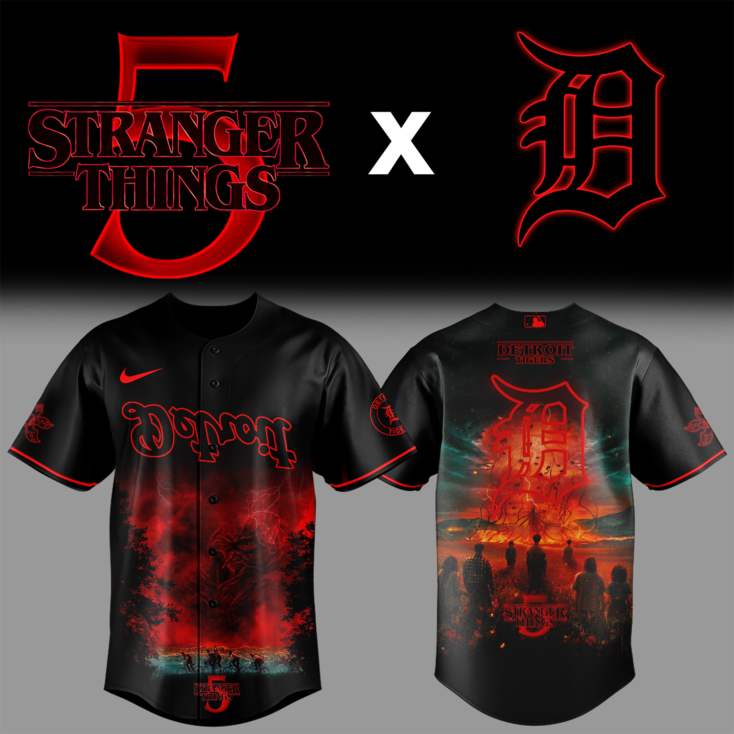 Alternative view of All Team Mlb X Stranger Things Tentacles Baseball Jersey