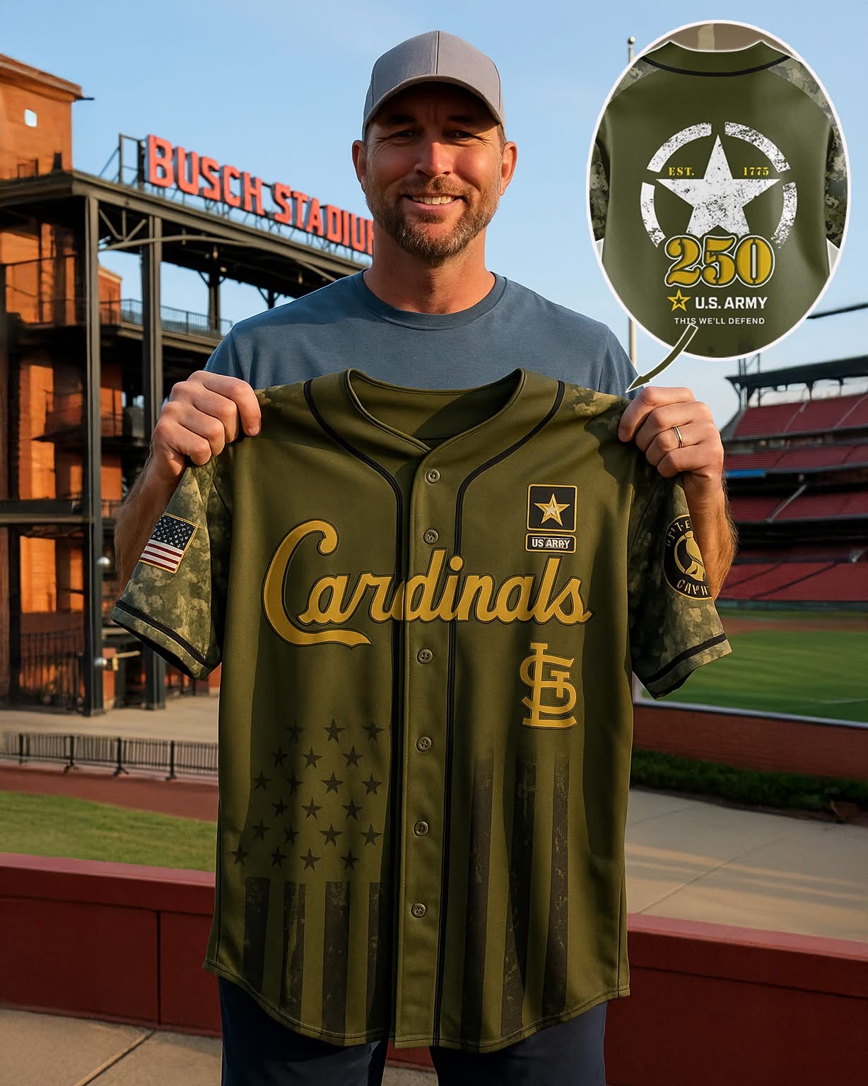 Alternative view of All Team Mlb X U.s. Army 250th Birthday Tribute Baseball Jersey