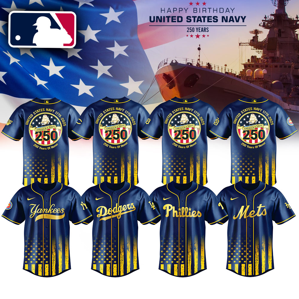 All Team Mlb X Usa Happy Birthday Usa Navy Baseball Jersey