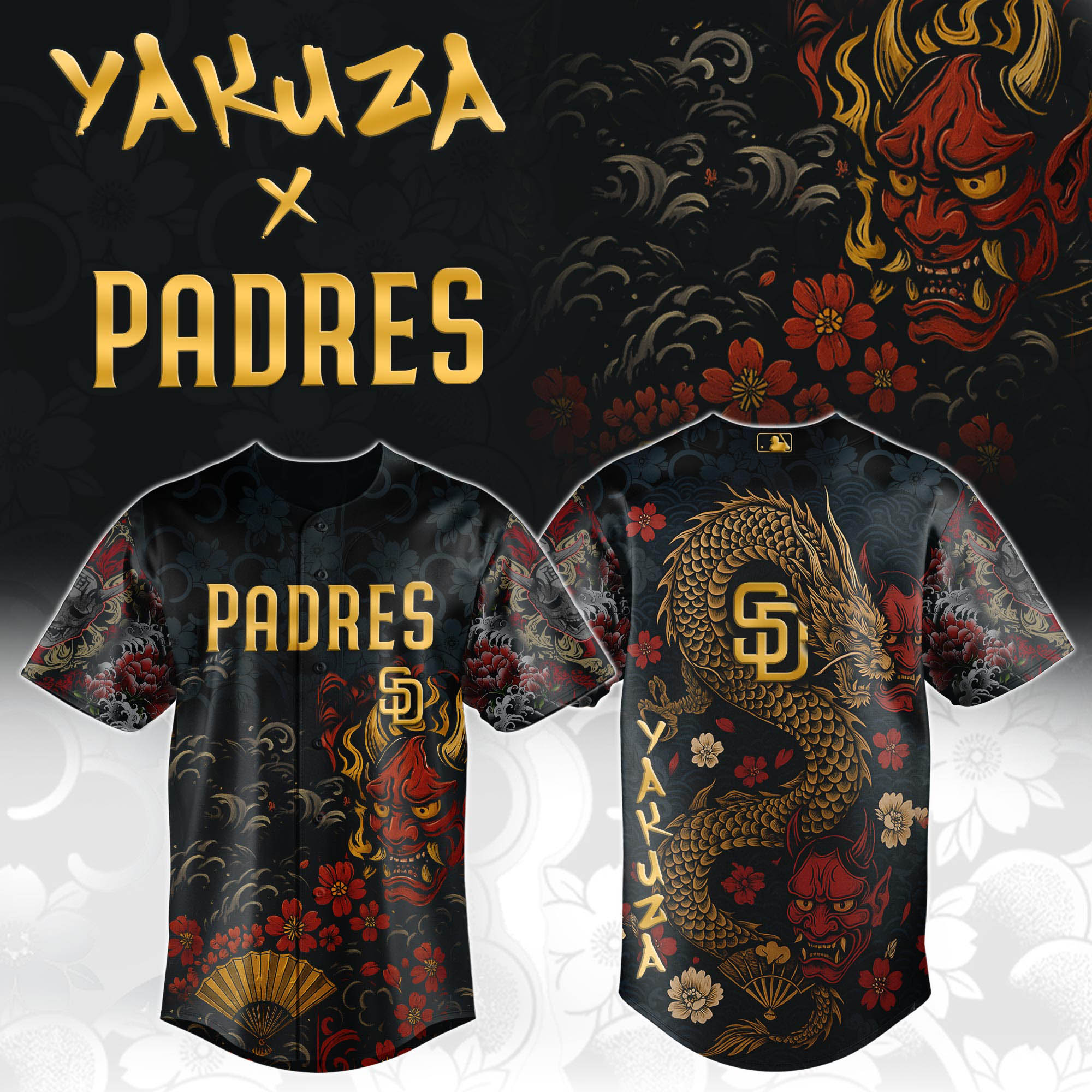 All Team Mlb X Yakuza Dragon Oni Baseball Jersey