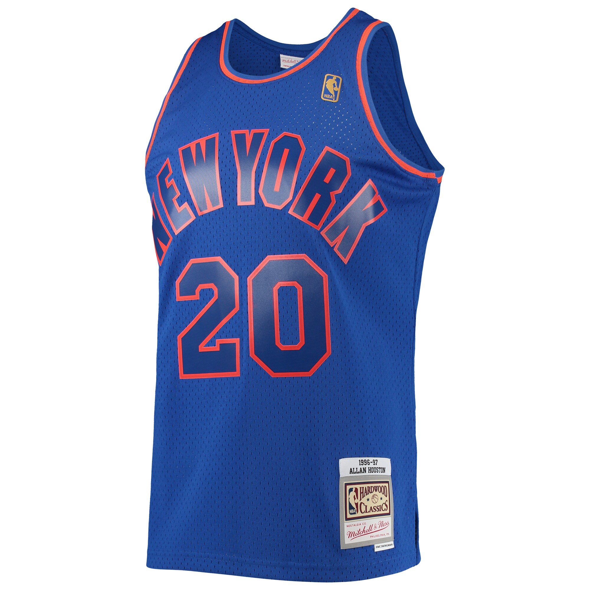 Alternative view of Allan Houston New York Knicks Mitchell & Ness 1996/97 Throwback Dark Swingman Basketball Jersey - Blue