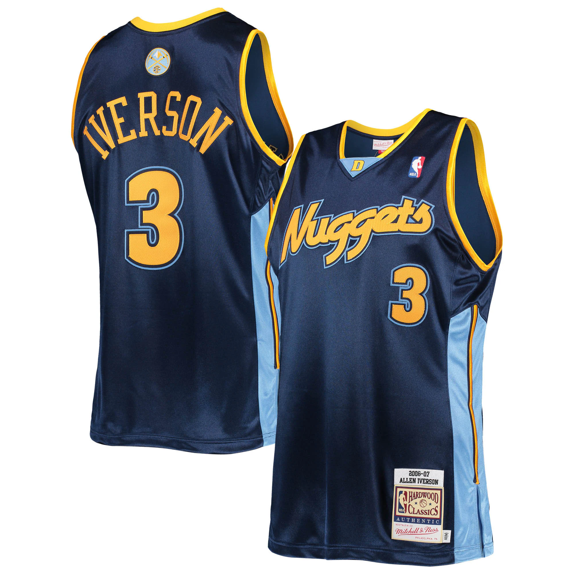 Alternative view of Allen Iverson Denver Nuggets Mitchell & Ness Hardwood Classics Authentic 2006 Basketball Jersey - Navy