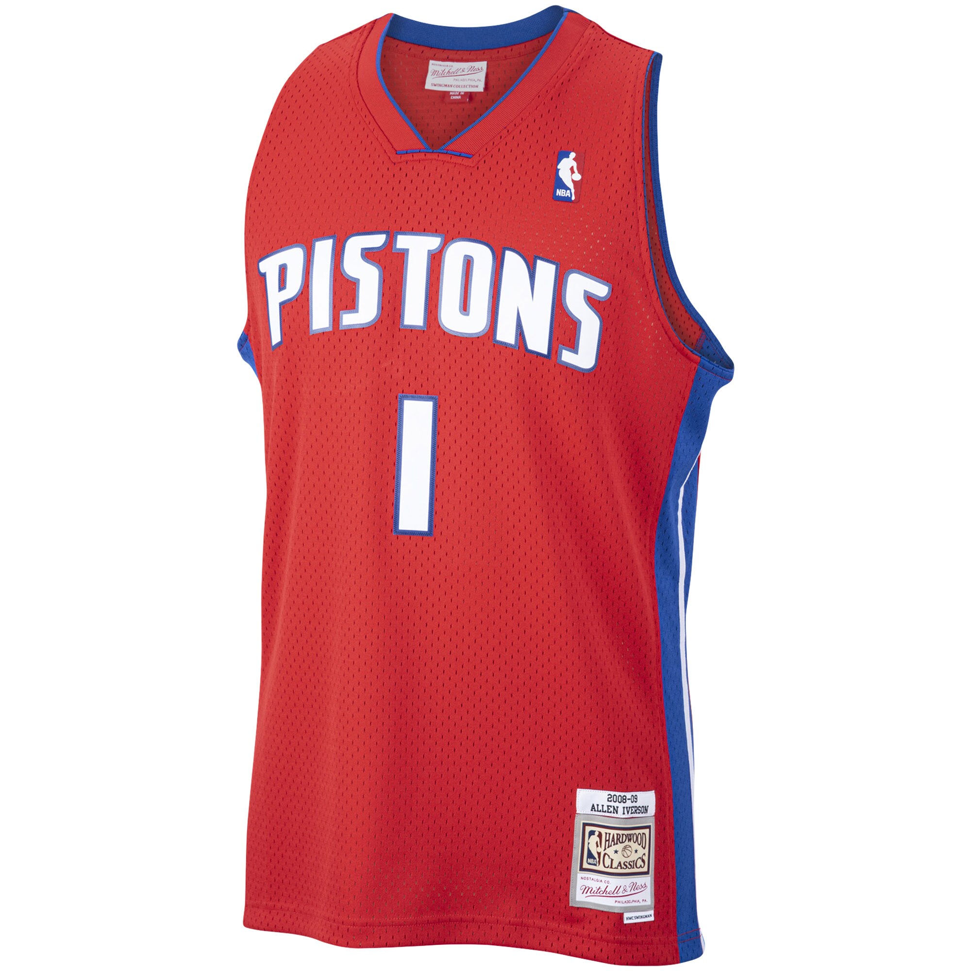 Alternative view of Allen Iverson Detroit Pistons Mitchell & Ness  2008/09 Hardwood Classics Swingman Jersey - Red
