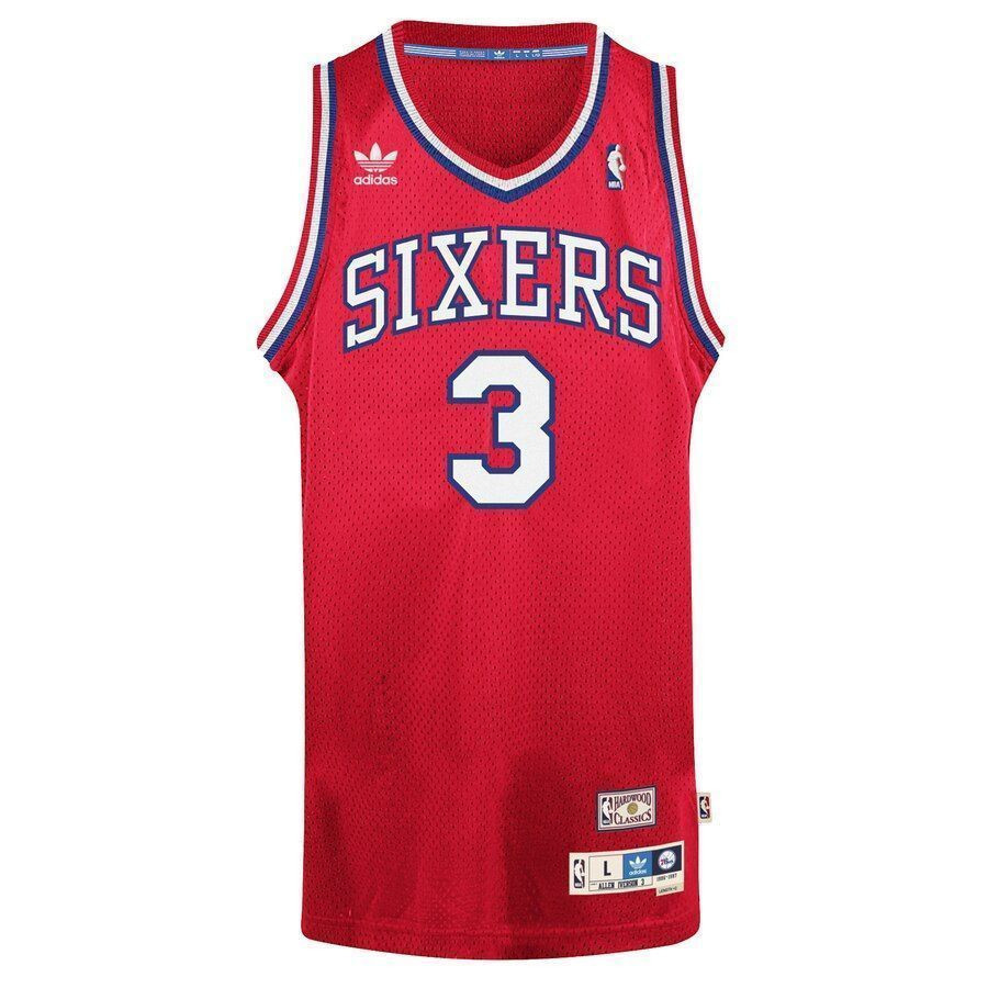 Alternative view of Allen Iverson Philadelphia 76ers Hardwood Classics Swingman Basketball Jersey - Red - JS423 