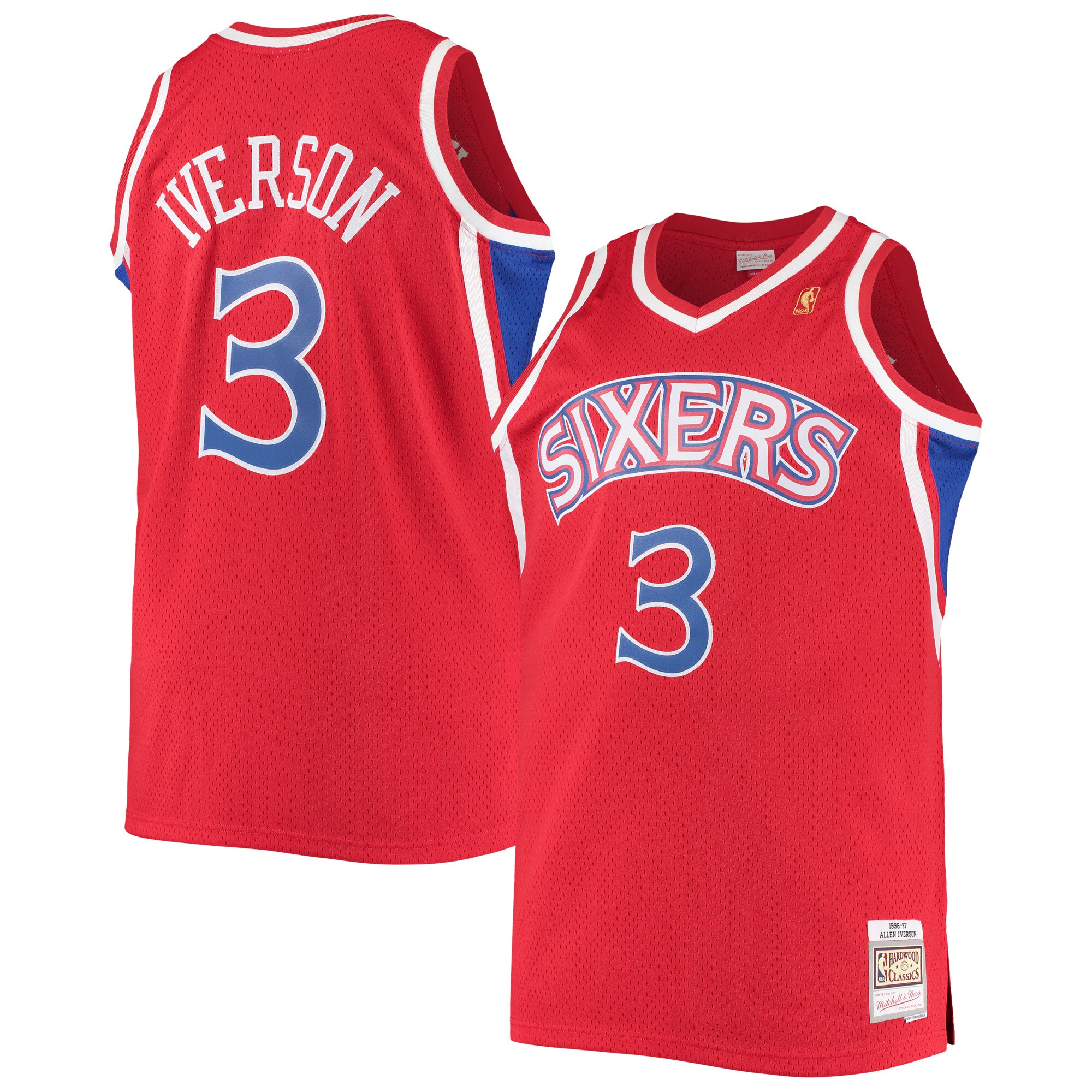 Allen Iverson Philadelphia 76ers Mitchell & Ness 1996/97 Big & Tall Hardwood Classics Swingman Basketball Jersey - Red