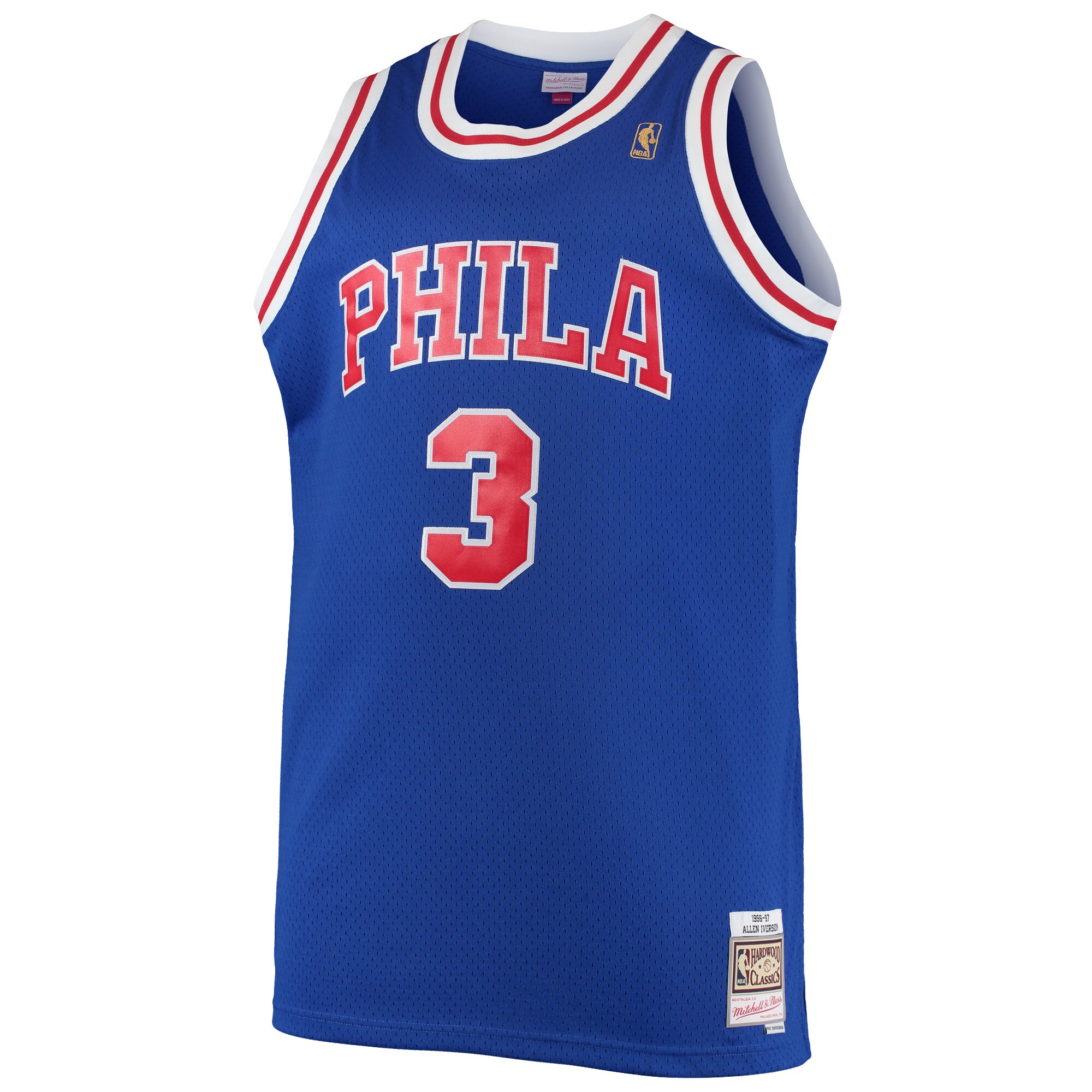 Alternative view of Allen Iverson Philadelphia 76ers Mitchell & Ness 1996/97 Big & Tall Hardwood Classics Swingman Basketball Jersey - Royal