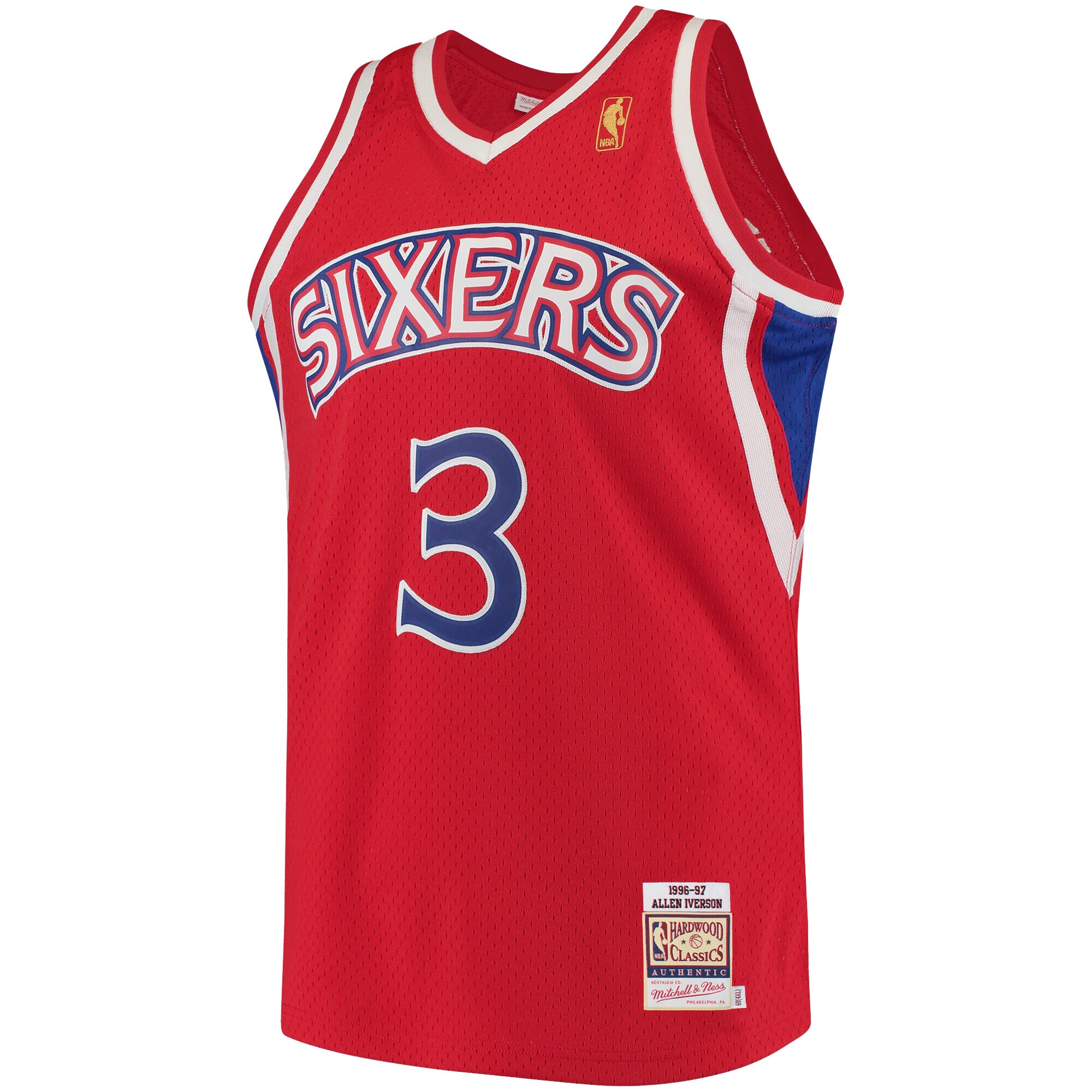 Alternative view of Allen Iverson Philadelphia 76ers Mitchell & Ness 1996/97 Hardwood Classics Authentic Basketball Jersey - Red