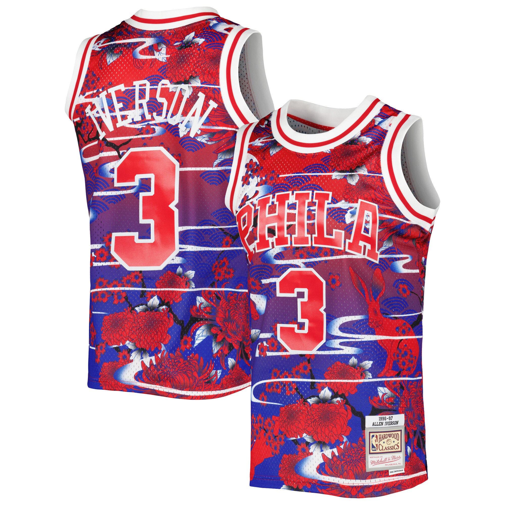 Allen Iverson Philadelphia 76ers Mitchell & Ness 1996/97 Hardwood Classics Lunar New Year Swingman Basketball Jersey - Red