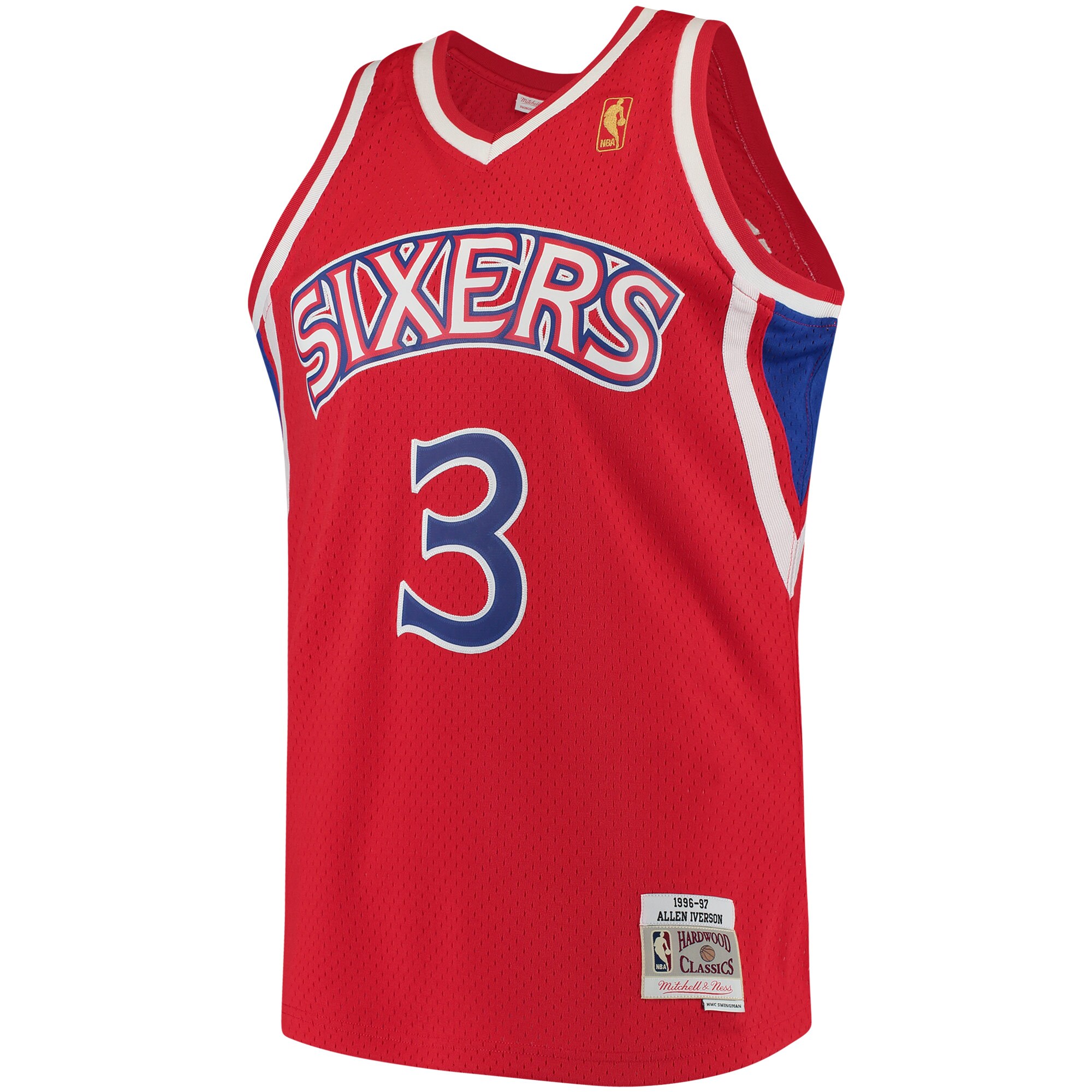 Alternative view of Allen Iverson Philadelphia 76ers Mitchell & Ness 1996/97 Hardwood Classics Swingman Basketball Jersey - Red