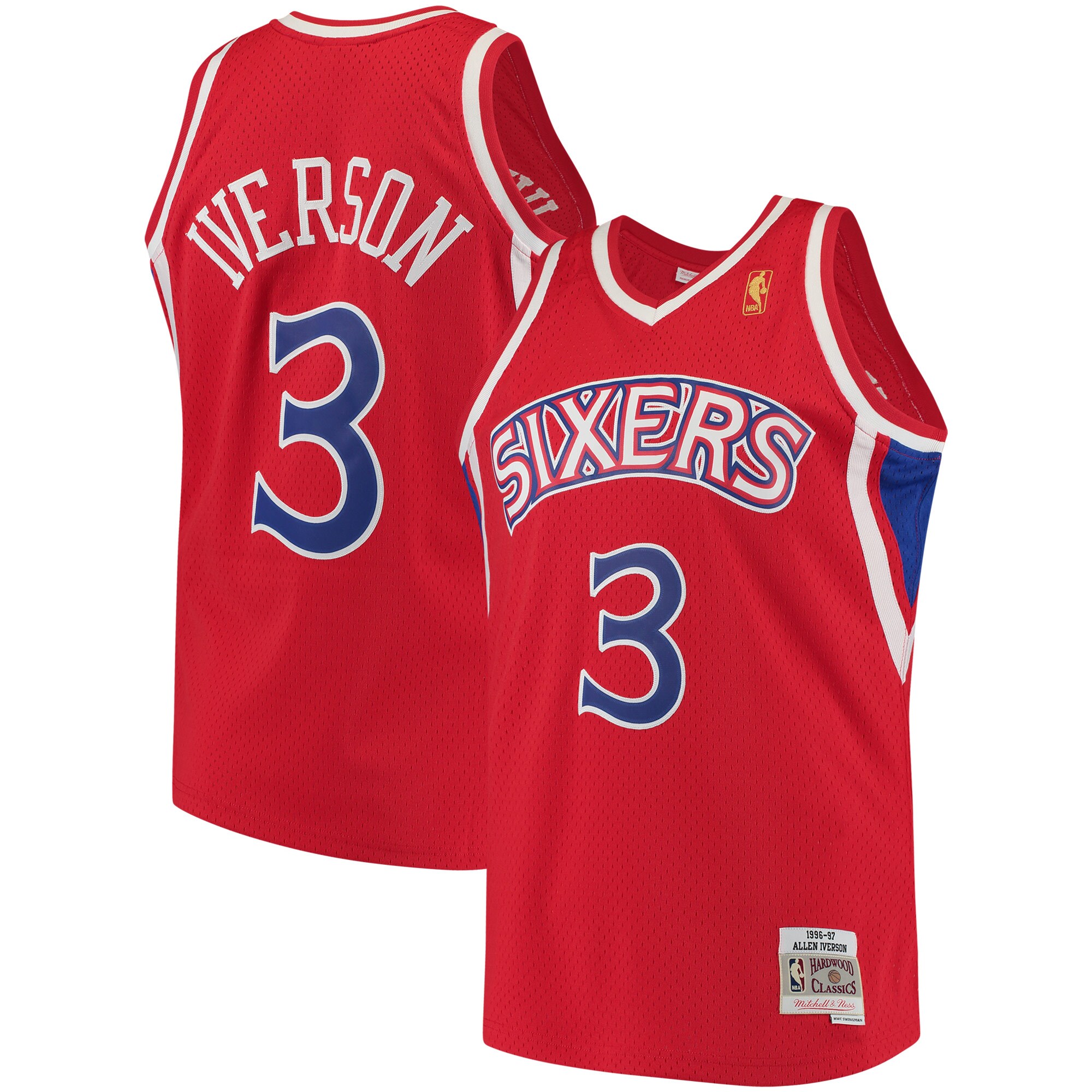 Allen Iverson Philadelphia 76ers Mitchell & Ness 1996/97 Hardwood Classics Swingman Basketball Jersey - Red