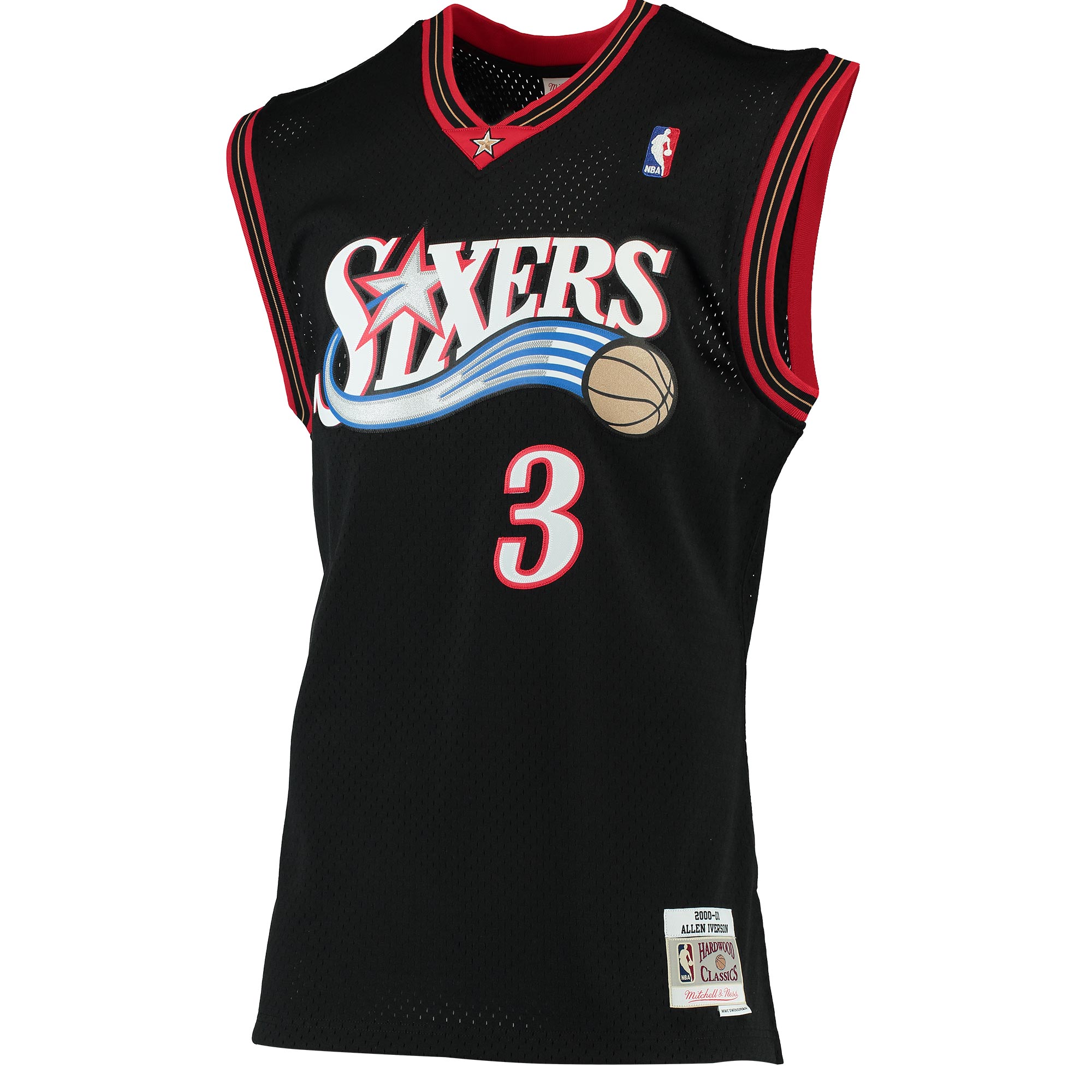 Alternative view of Allen Iverson Philadelphia 76ers Mitchell & Ness 2000/01 Hardwood Classics Swingman Basketball Jersey - Black