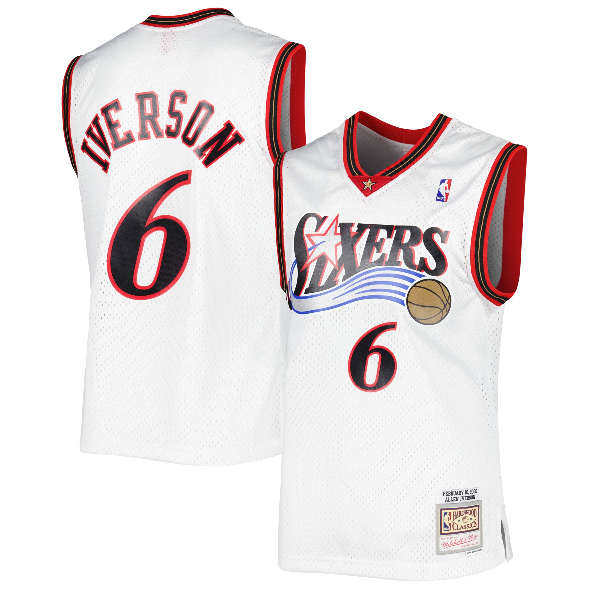 Allen Iverson Philadelphia 76ers Mitchell & Ness 2001/02 Hardwood Classics Swingman Basketball Jersey - White