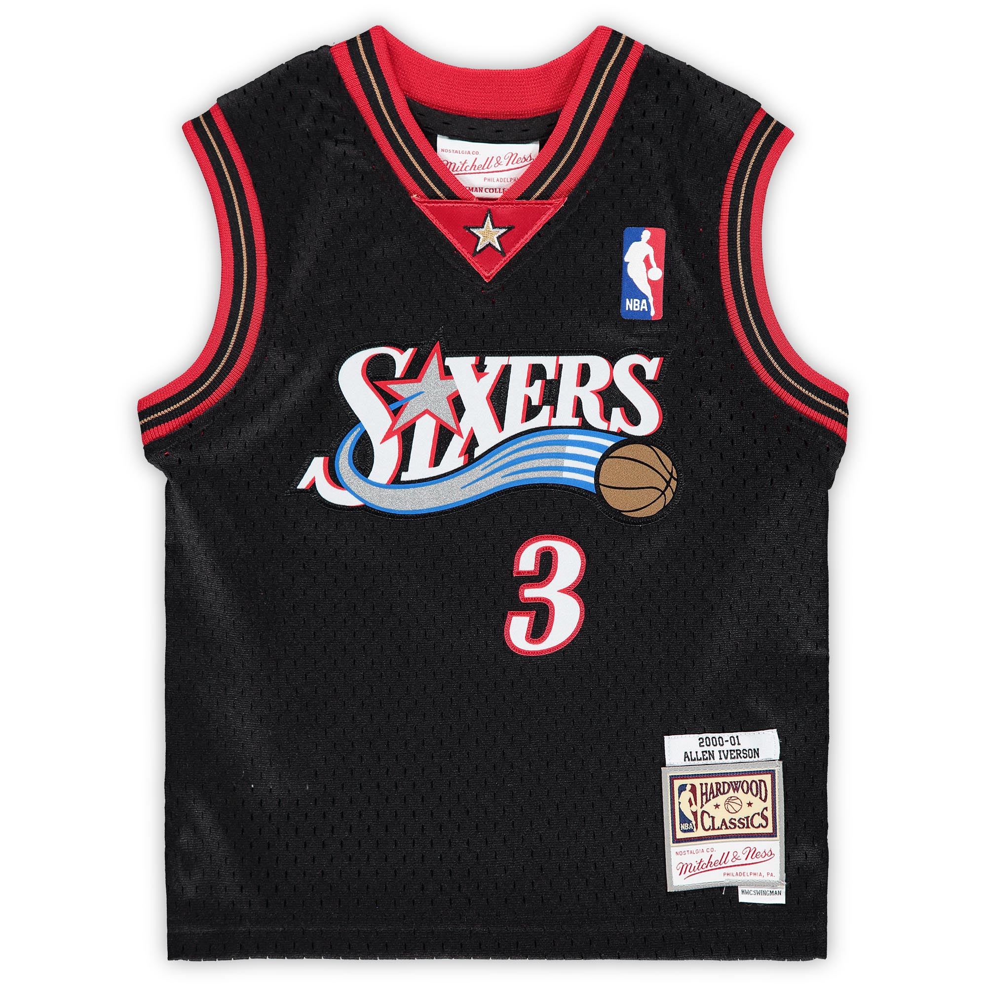 Alternative view of Allen Iverson Philadelphia 76ers Mitchell & Ness Infant 2000/01 Hardwood Classics Retired Player Basketball Jersey - Black
