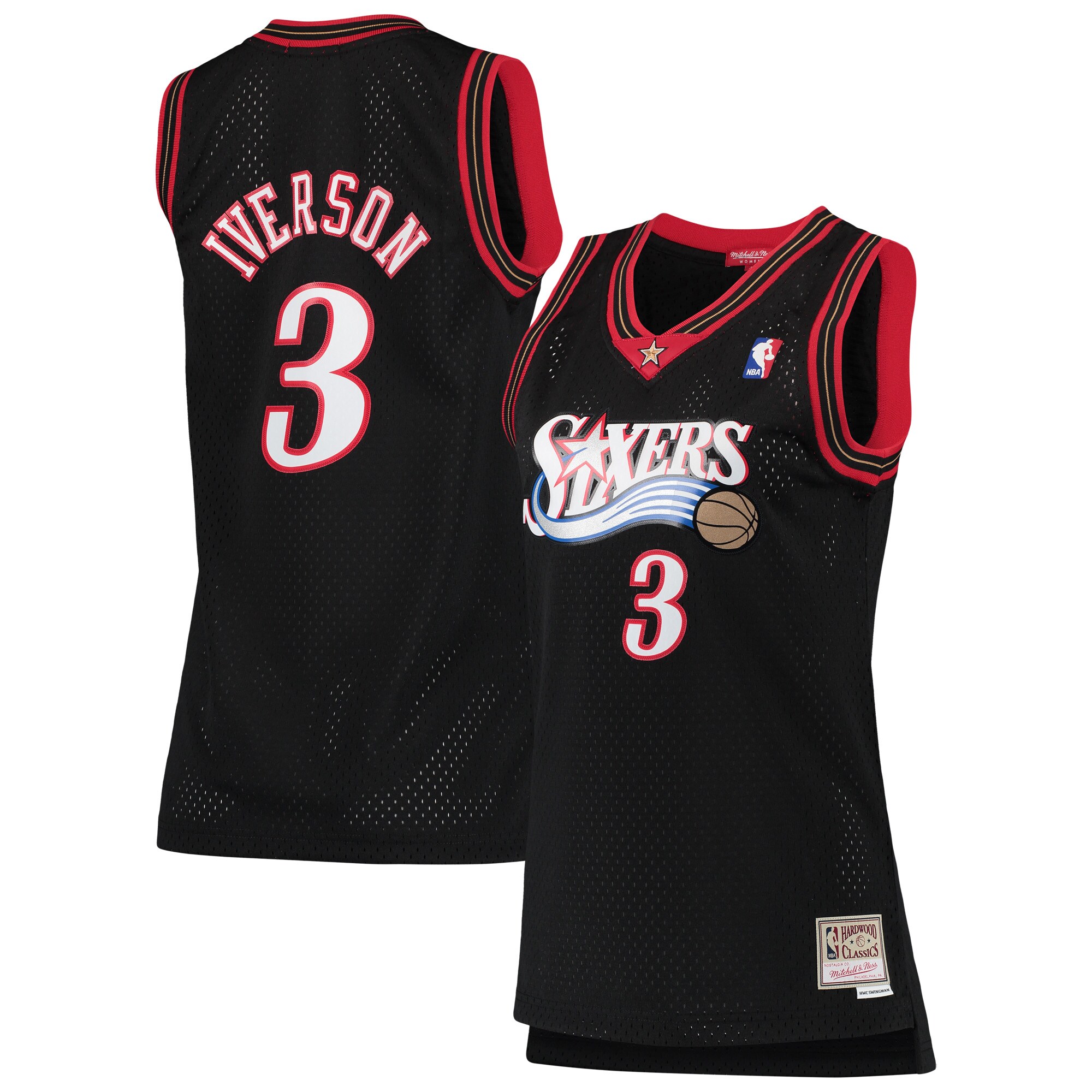 Allen Iverson Philadelphia 76ers Mitchell & Ness Women's 2000/01 Hardwood Classics Swingman Basketball Jersey - Black