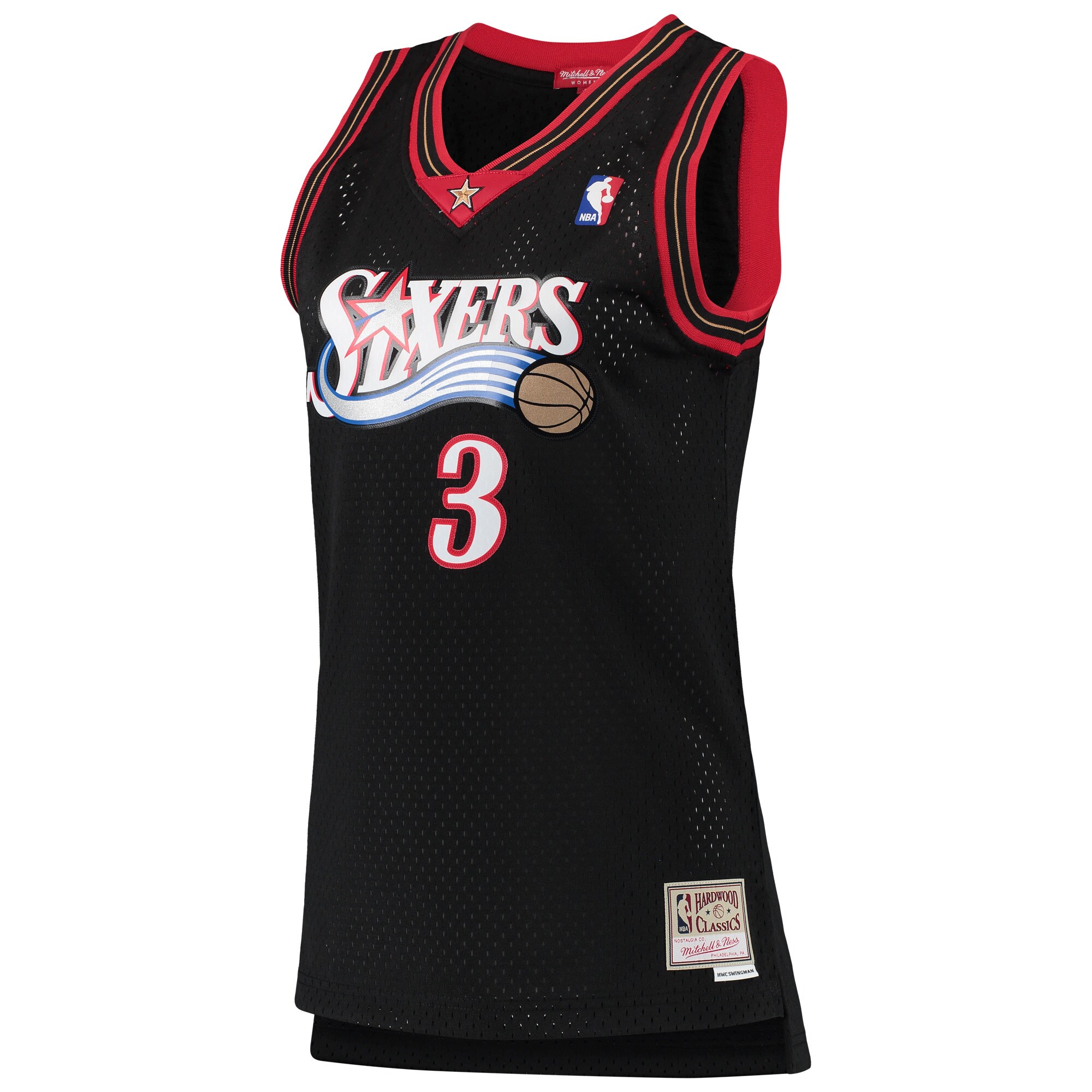 Alternative view of Allen Iverson Philadelphia 76ers Mitchell & Ness Women's 2000/01 Hardwood Classics Swingman Basketball Jersey - Black