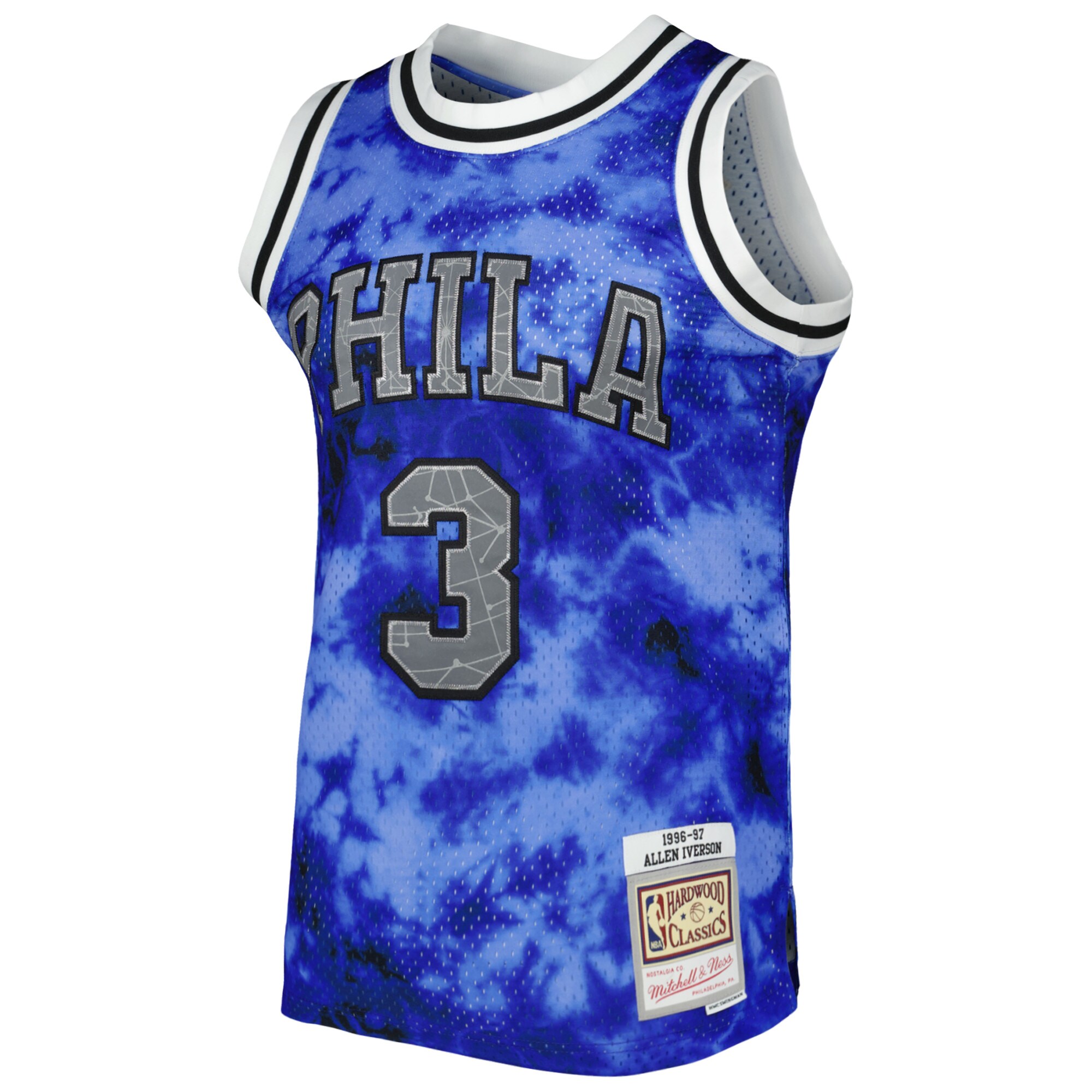 Alternative view of Allen Iverson Philadelphia 76ers Mitchell & Ness 1996/97 Galaxy Swingman Basketball Jersey - Royal