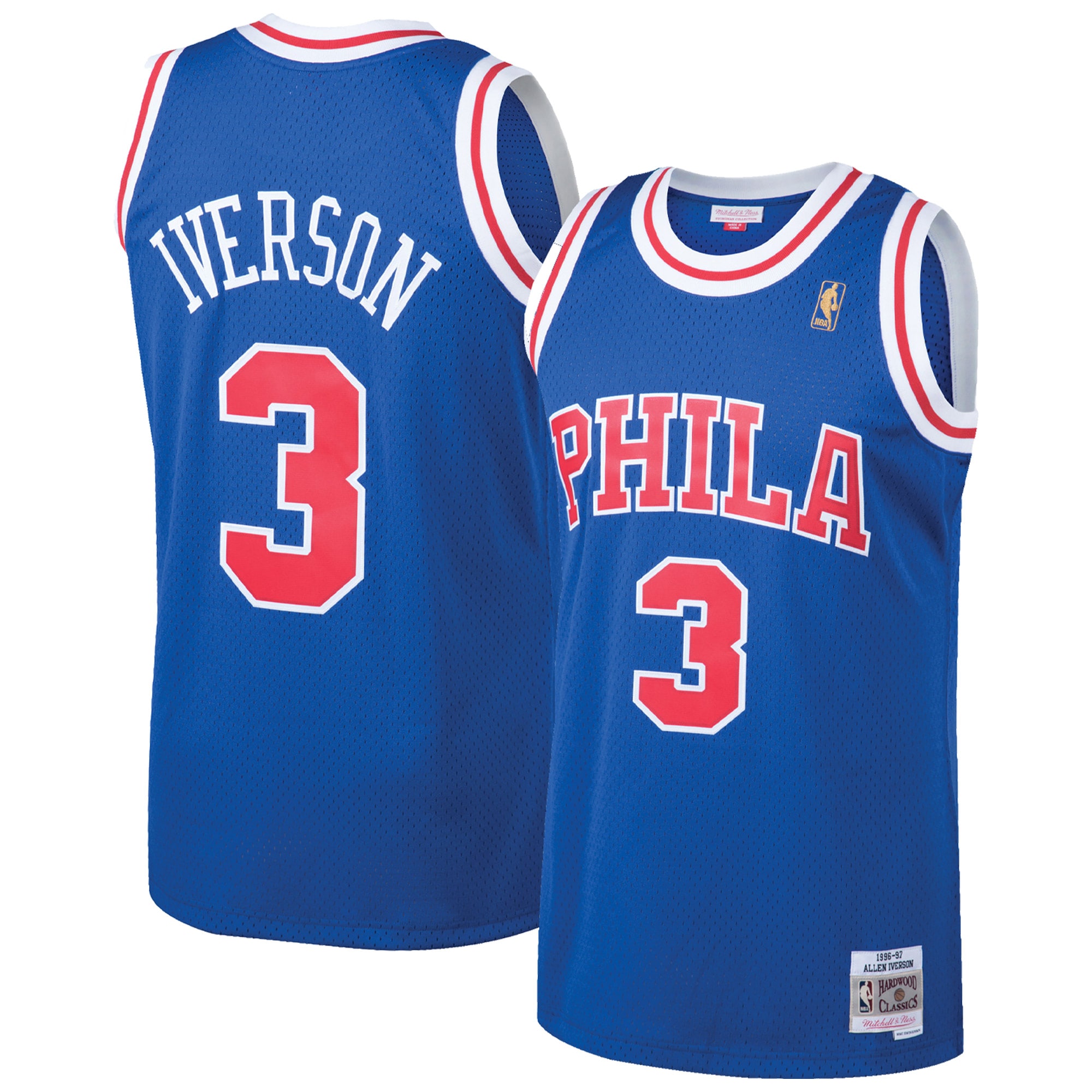 Allen Iverson Philadelphia 76ers Mitchell & Ness 1996/97 Hardwood Classics Throwback Swingman Basketball Jersey - Royal