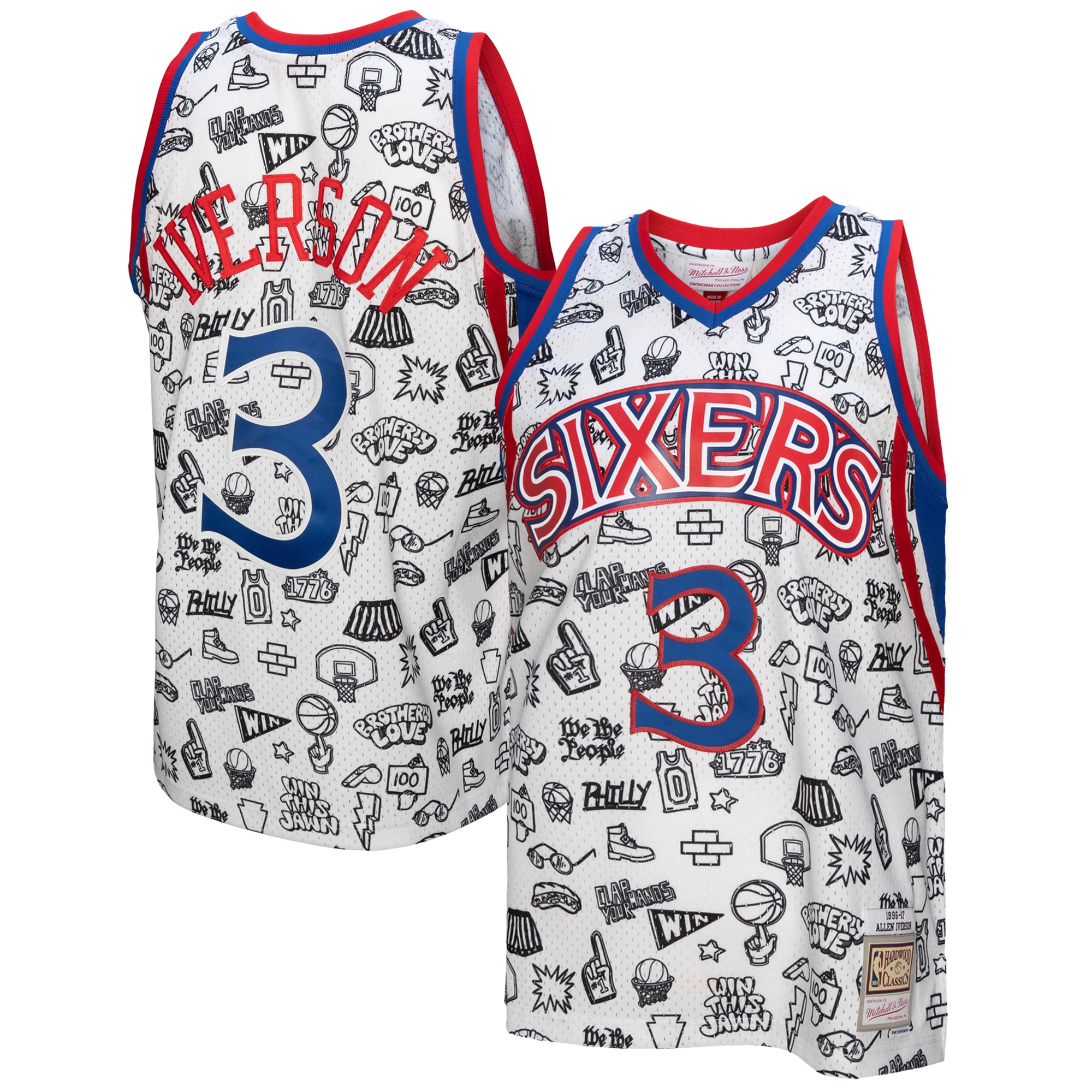 Allen Iverson Philadelphia 76ers Mitchell & Ness 1996/97 Swingman Basketball Jersey - White