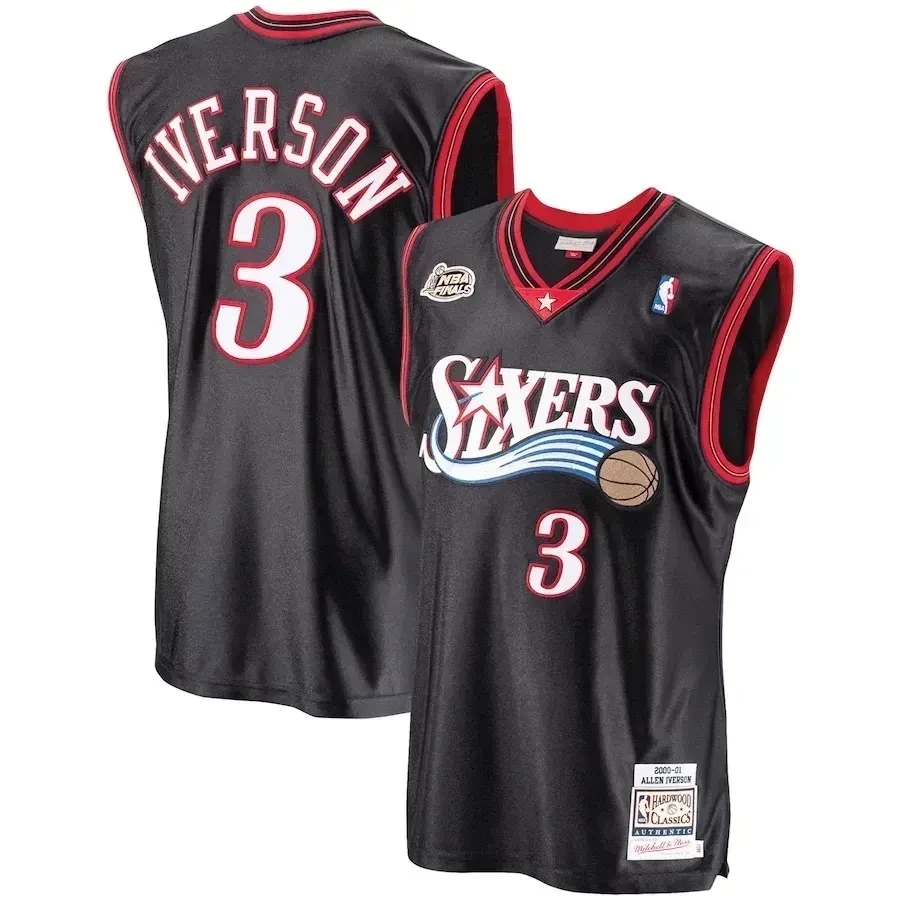 Allen Iverson Philadelphia 76ers Mitchell & Ness 2000-01 Hardwood Classics Player Basketball Jersey - Black - JS828 