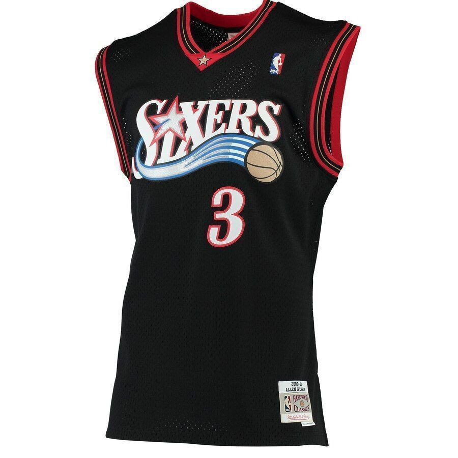 Alternative view of Allen Iverson Philadelphia 76ers Mitchell & Ness 2000-01 Hardwood Classics Swingman Basketball Jersey - Black - JS563 