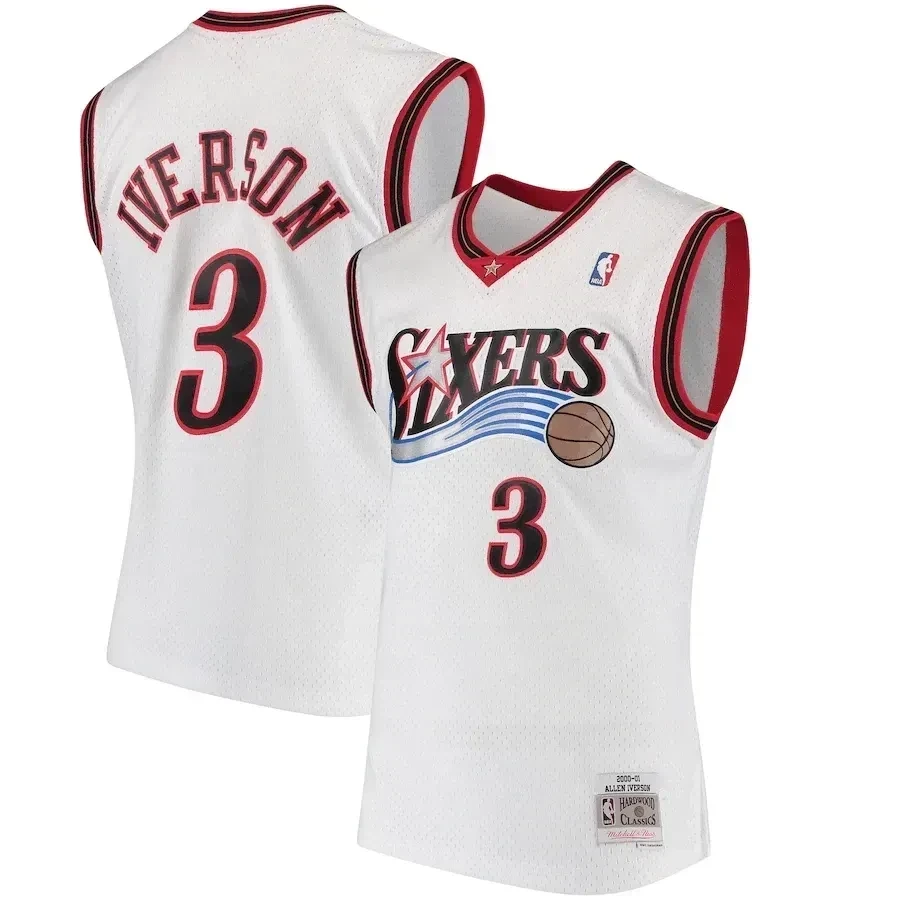 Allen Iverson Philadelphia 76ers Mitchell & Ness 2000-01 Hardwood Classics Swingman Basketball Jersey - White - JS657 