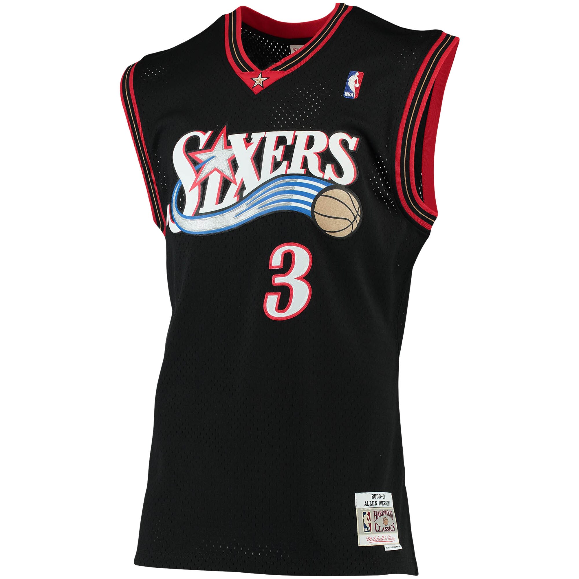 Alternative view of Allen Iverson Philadelphia 76ers Mitchell & Ness 2000/01 Big & Tall Hardwood Classics Swingman Basketball Jersey - Black
