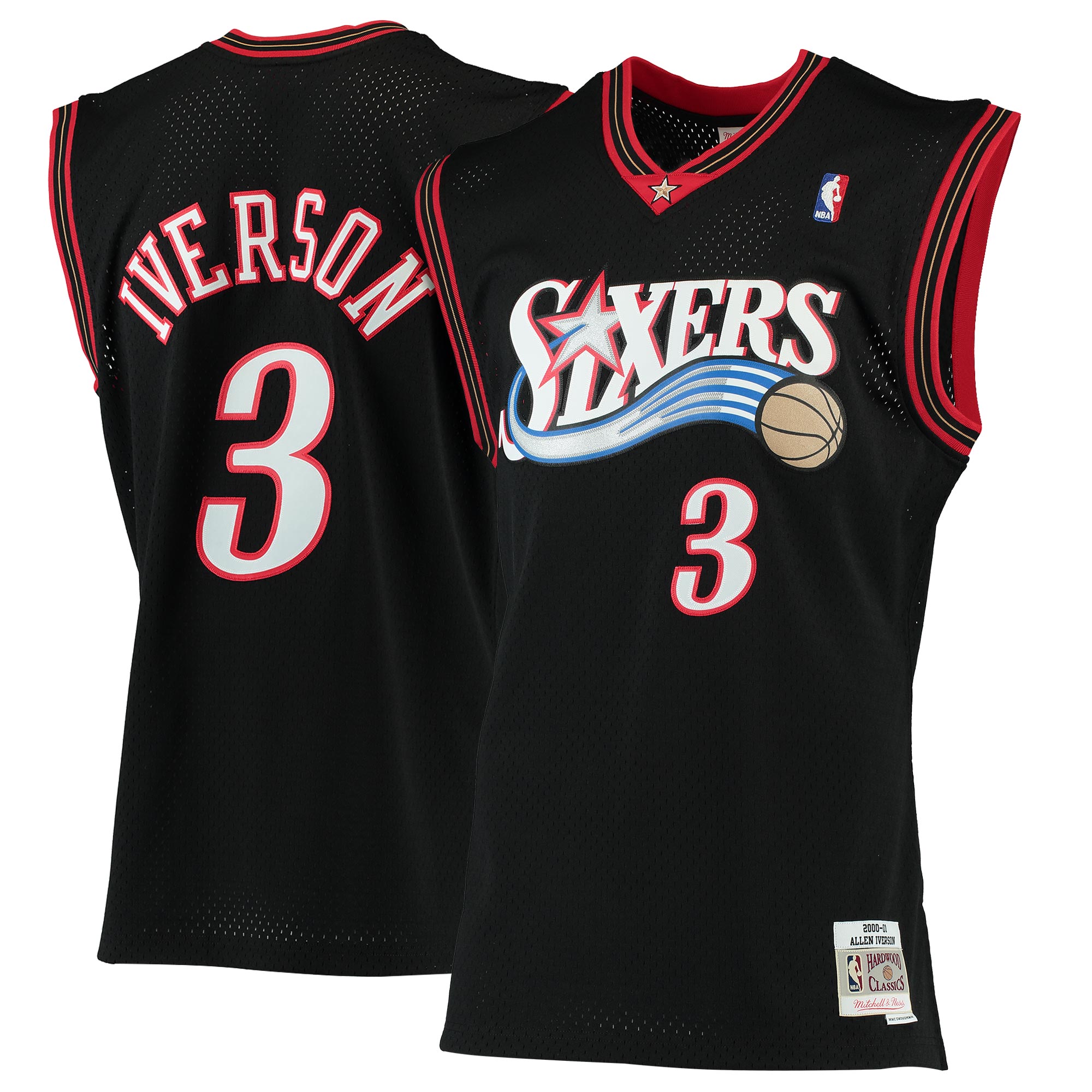 Allen Iverson Philadelphia 76ers Mitchell & Ness 2000/01 Hardwood Classics Swingman Basketball Jersey - Black