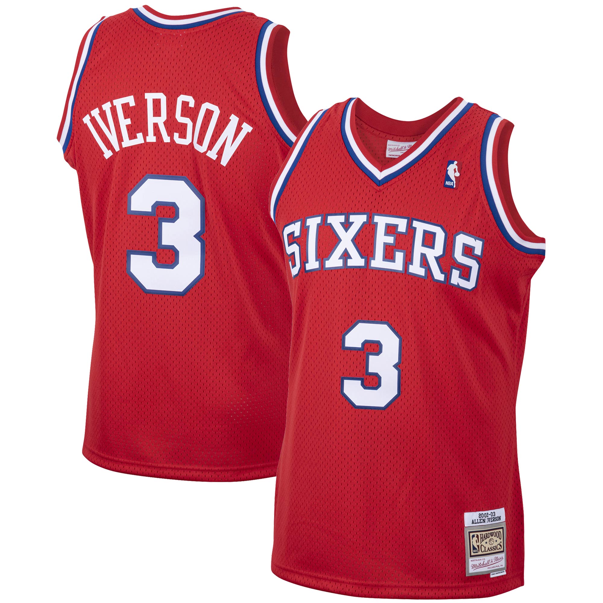 Allen Iverson Philadelphia 76ers Mitchell & Ness 2001/02 Hardwood Classics Swingman Basketball Jersey - Red