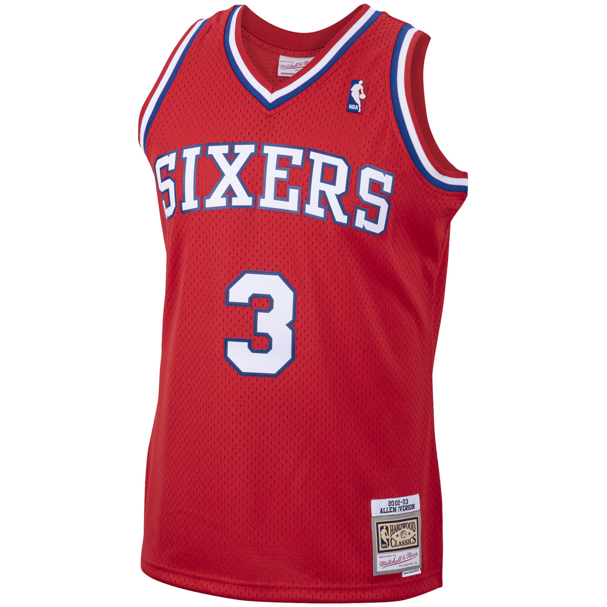 Alternative view of Allen Iverson Philadelphia 76ers Mitchell & Ness 2001/02 Hardwood Classics Swingman Basketball Jersey - Red