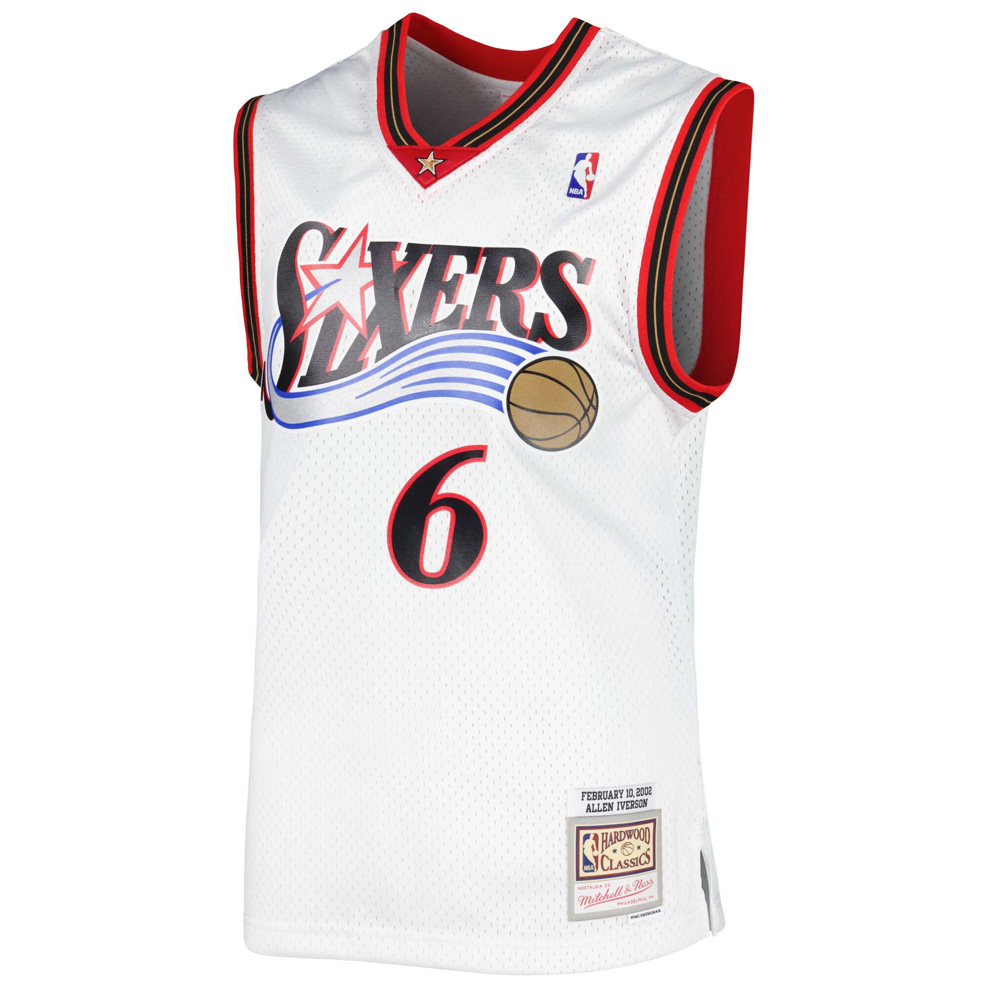 Alternative view of Allen Iverson Philadelphia 76ers Mitchell & Ness 2001/02 Hardwood Classics Swingman Basketball Jersey - White