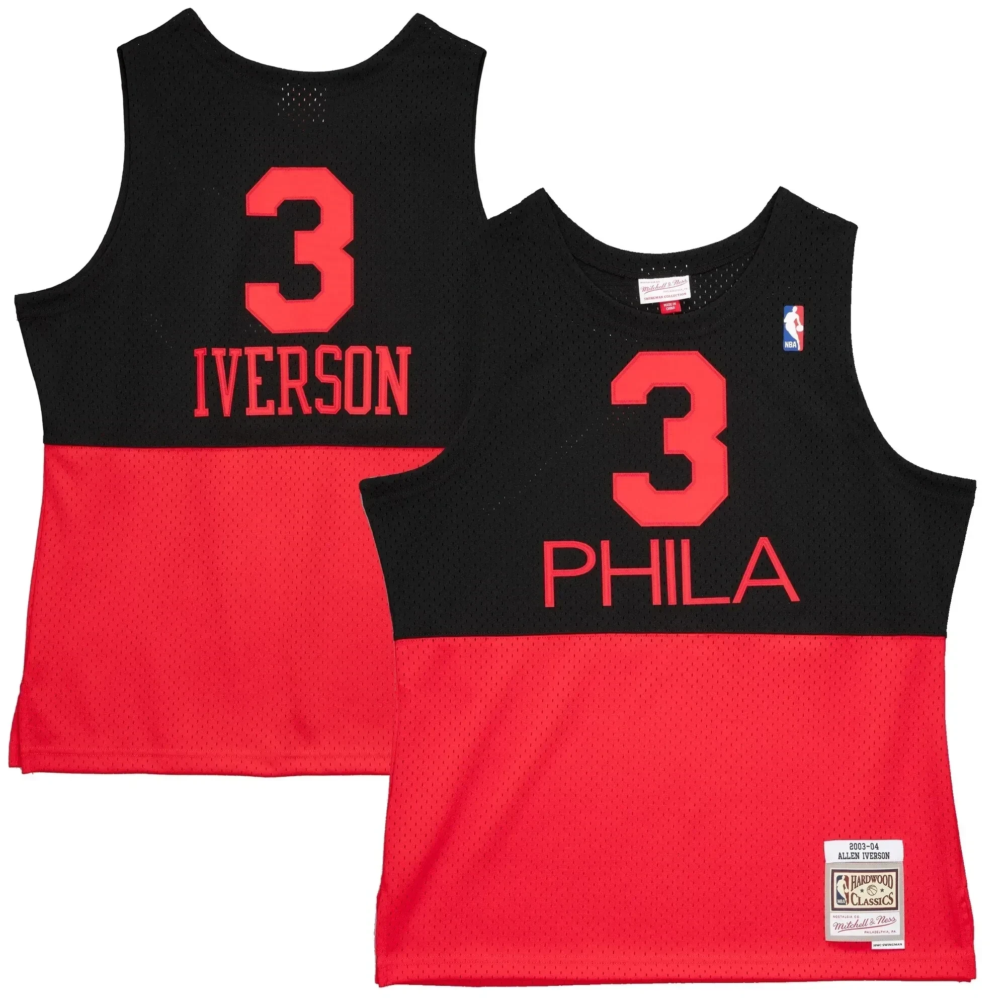 Allen Iverson Philadelphia 76ers Mitchell & Ness 2003-2004 Hardwood Classics Reload 2.0 Swingman Basketball Jersey - Black - JS346 