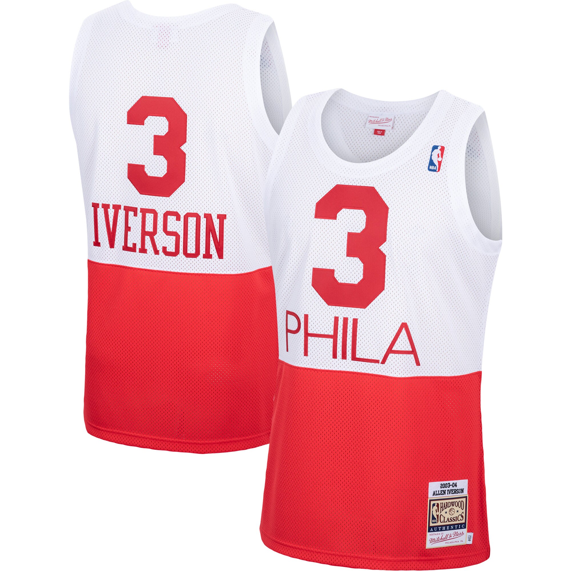 Allen Iverson Philadelphia 76ers Mitchell & Ness 2003/04 Hardwood Classics Authentic Basketball Jersey - White