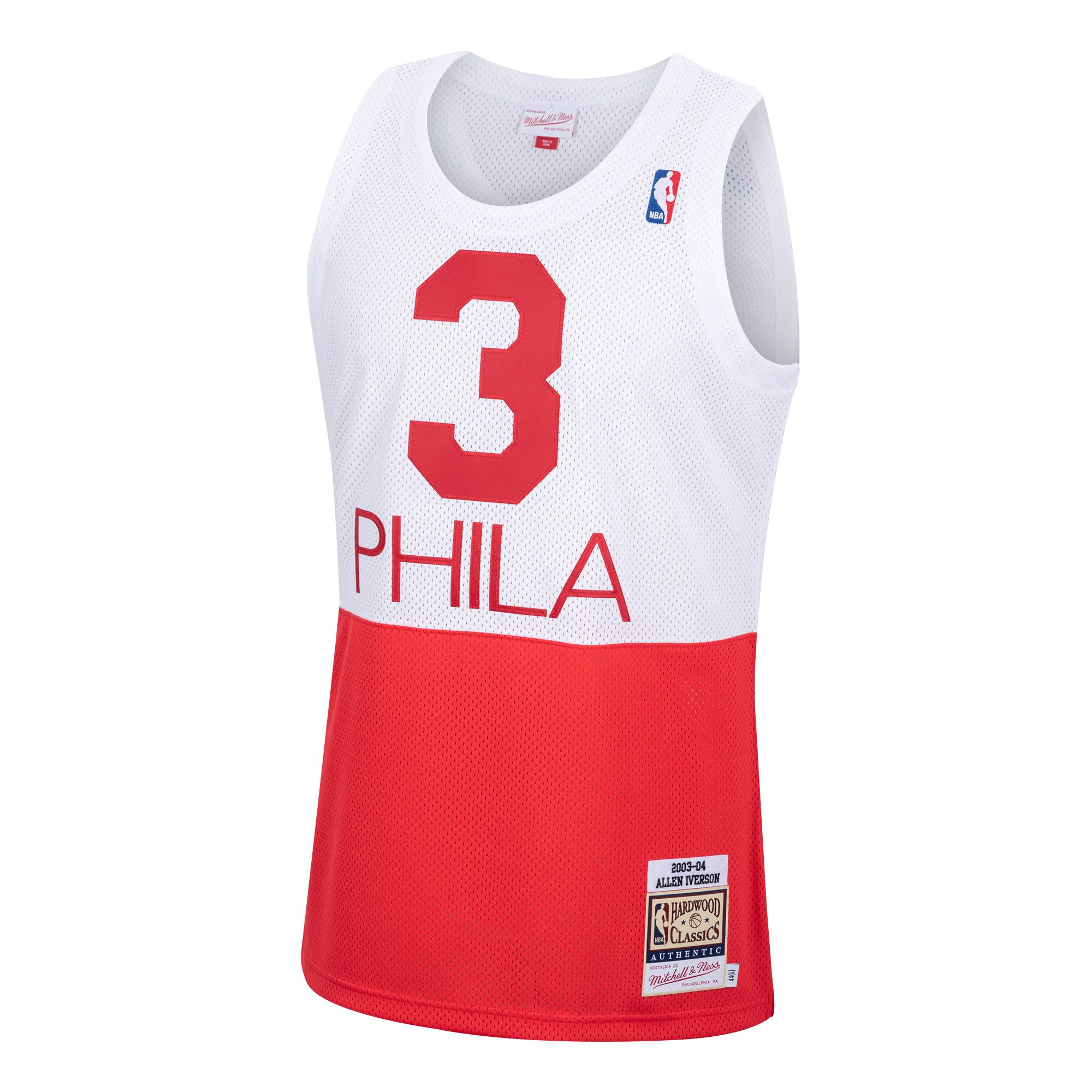 Alternative view of Allen Iverson Philadelphia 76ers Mitchell & Ness 2003/04 Hardwood Classics Authentic Basketball Jersey - White