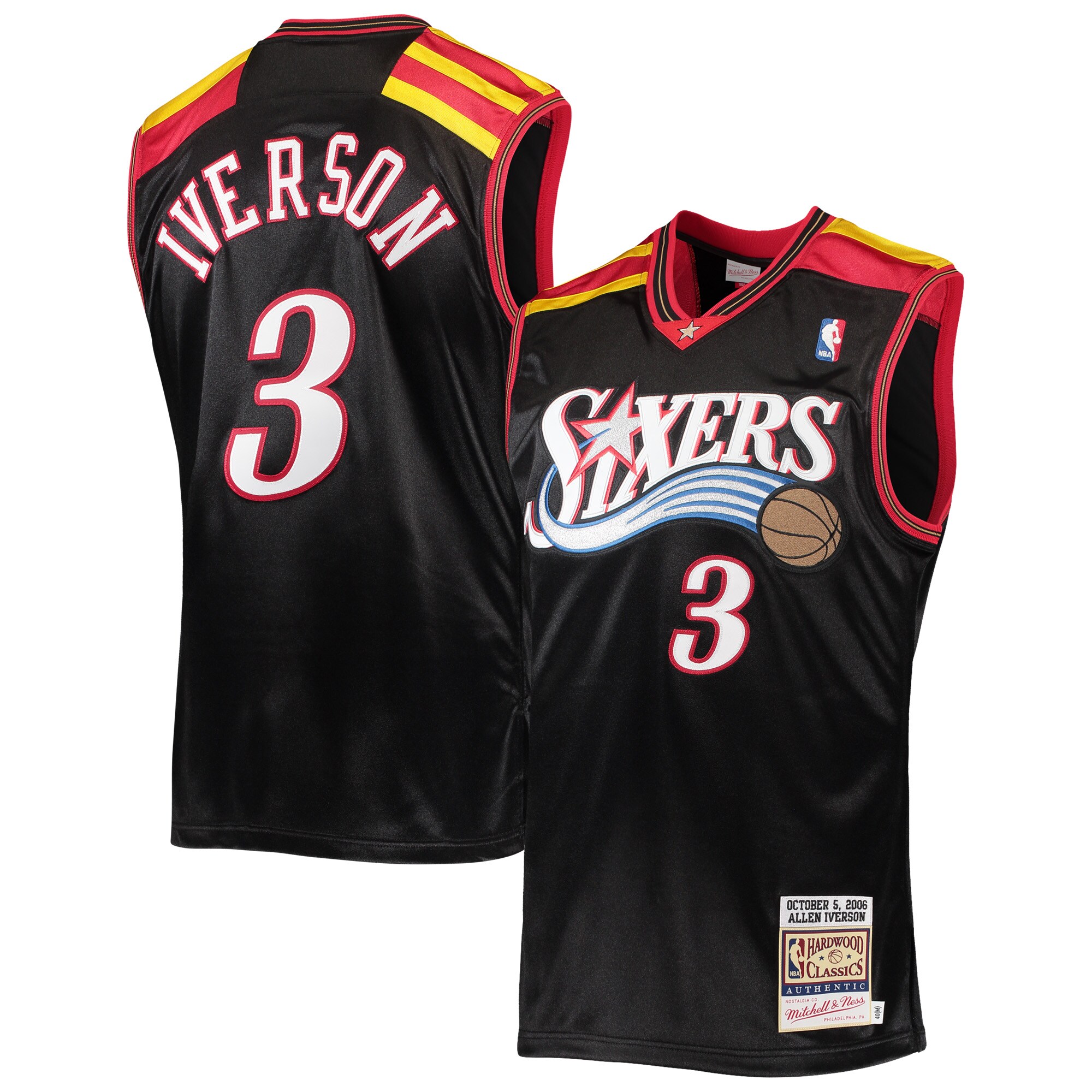 Allen Iverson Philadelphia 76ers Mitchell & Ness 2006 Hardwood Classics Authentic Basketball Jersey - Black