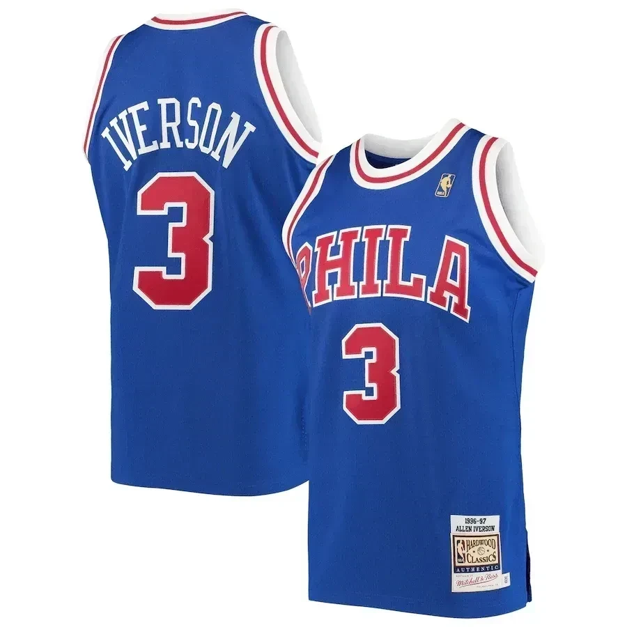 Allen Iverson Philadelphia 76ers Mitchell & Ness Hardwood Classics 1996 Basketball Jersey - Royal - JS239 