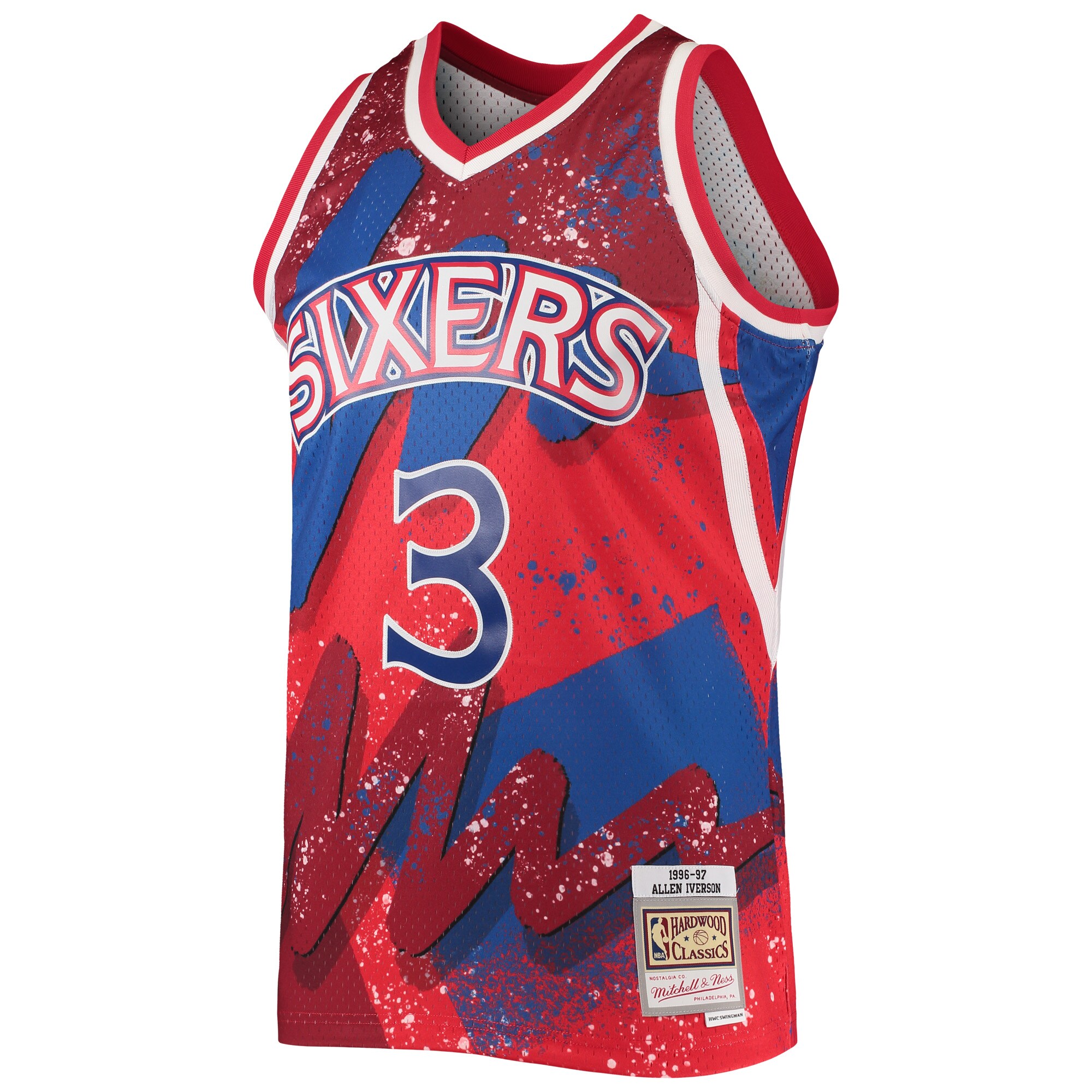Alternative view of Allen Iverson Philadelphia 76ers Mitchell & Ness Hardwood Classics 1996/97 Hyper Hoops Swingman Basketball Jersey - Red