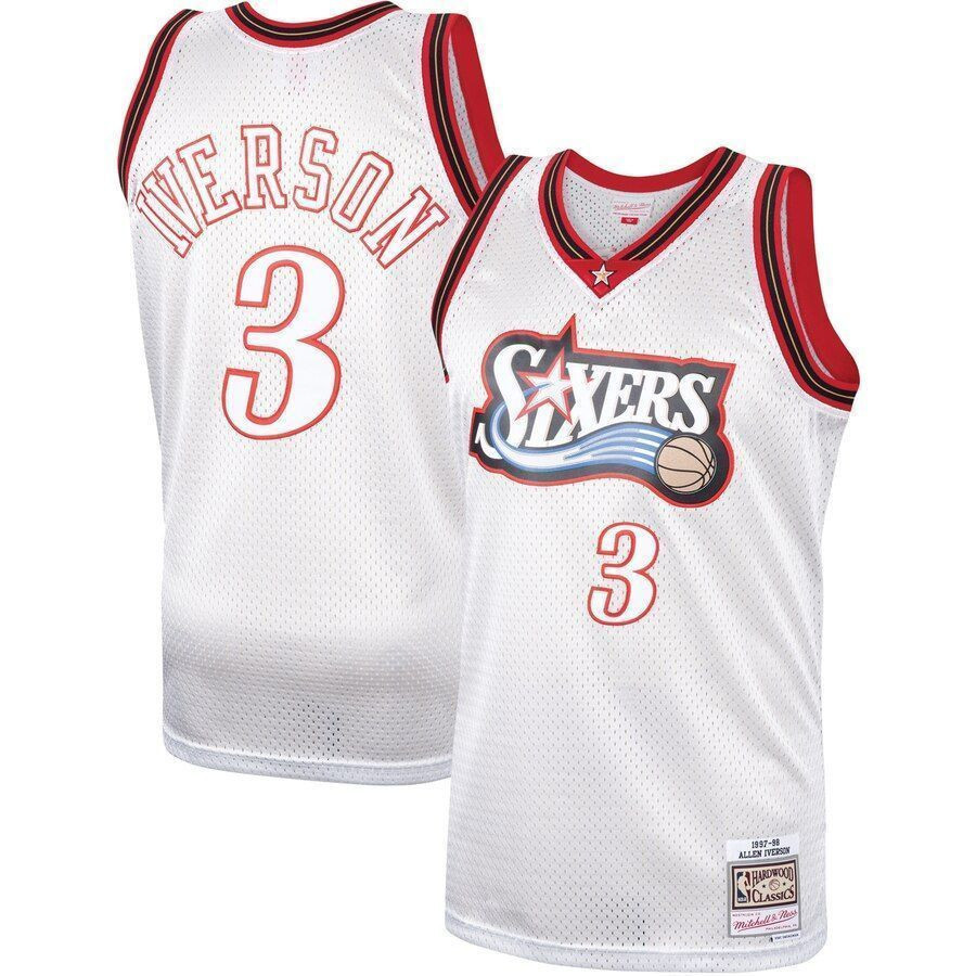 Allen Iverson Philadelphia 76ers Mitchell & Ness Hardwood Classics Platinum Swingman Basketball Jersey - JS801 