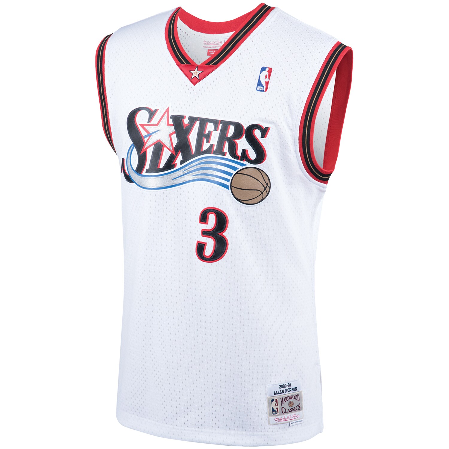 Alternative view of Allen Iverson Philadelphia 76ers Mitchell & Ness Hardwood Classics Swingman Basketball Jersey - White