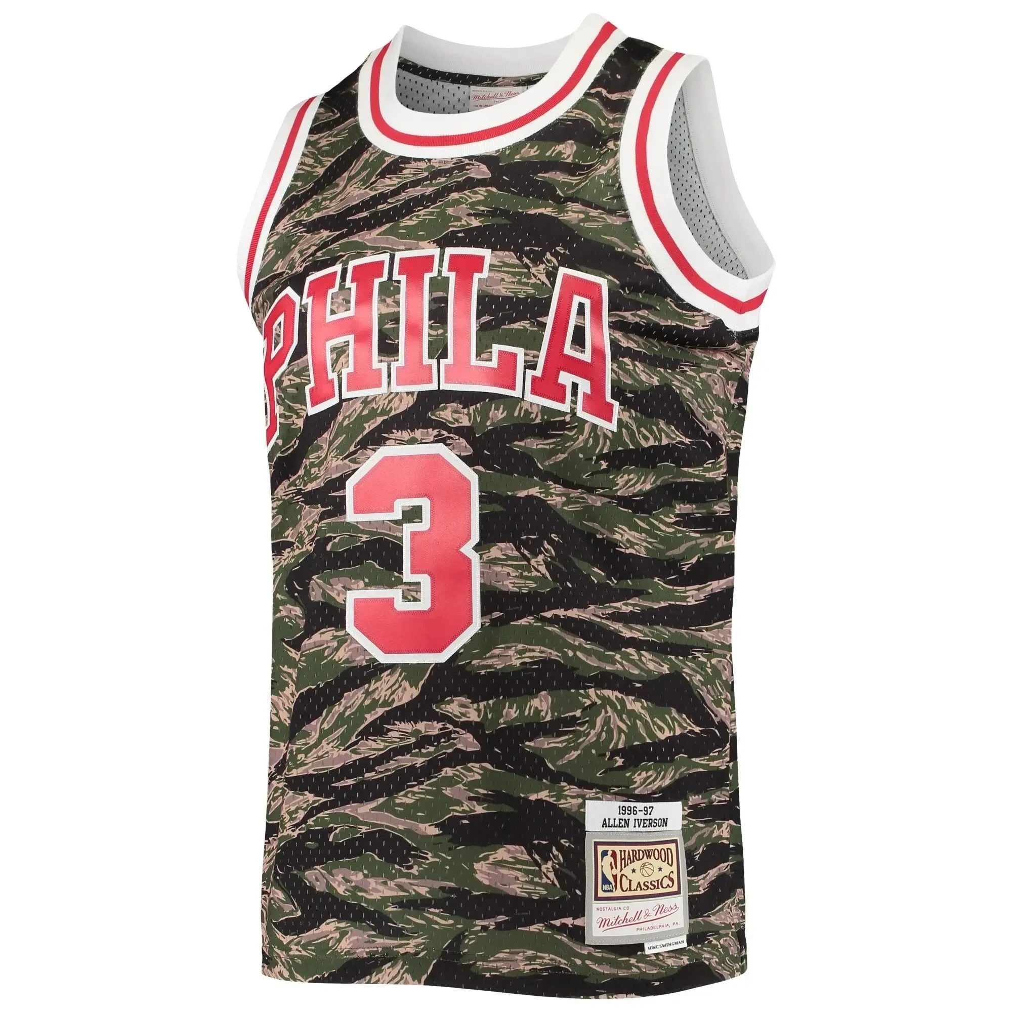 Alternative view of Allen Iverson Philadelphia 76ers Mitchell & Ness Hardwood Classics Tiger Swingman Basketball Jersey - Camo - JS464 